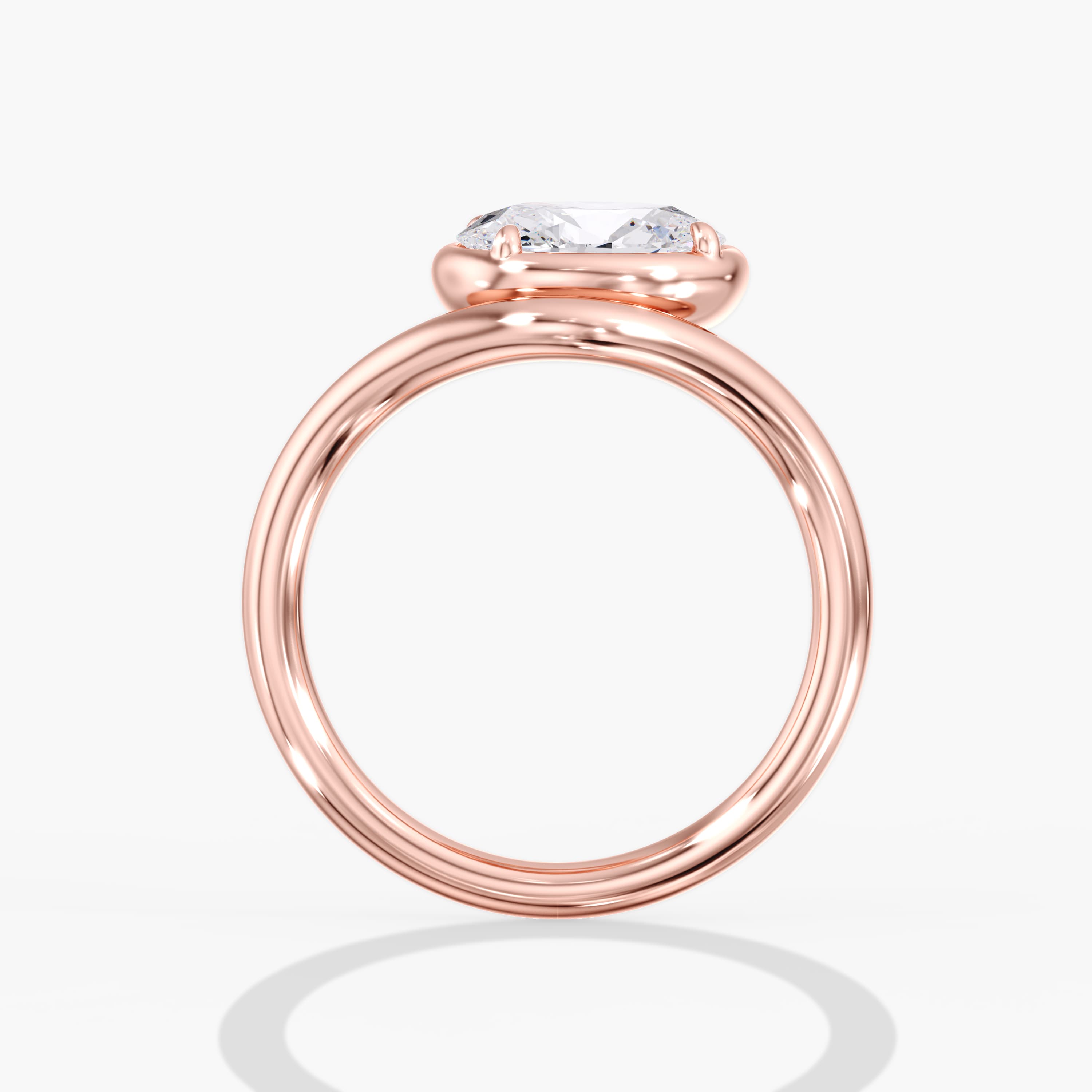 Lab Diamond Solitaire Oval Ring 1 Ctw (1 ct. tw.), Side view in rose gold