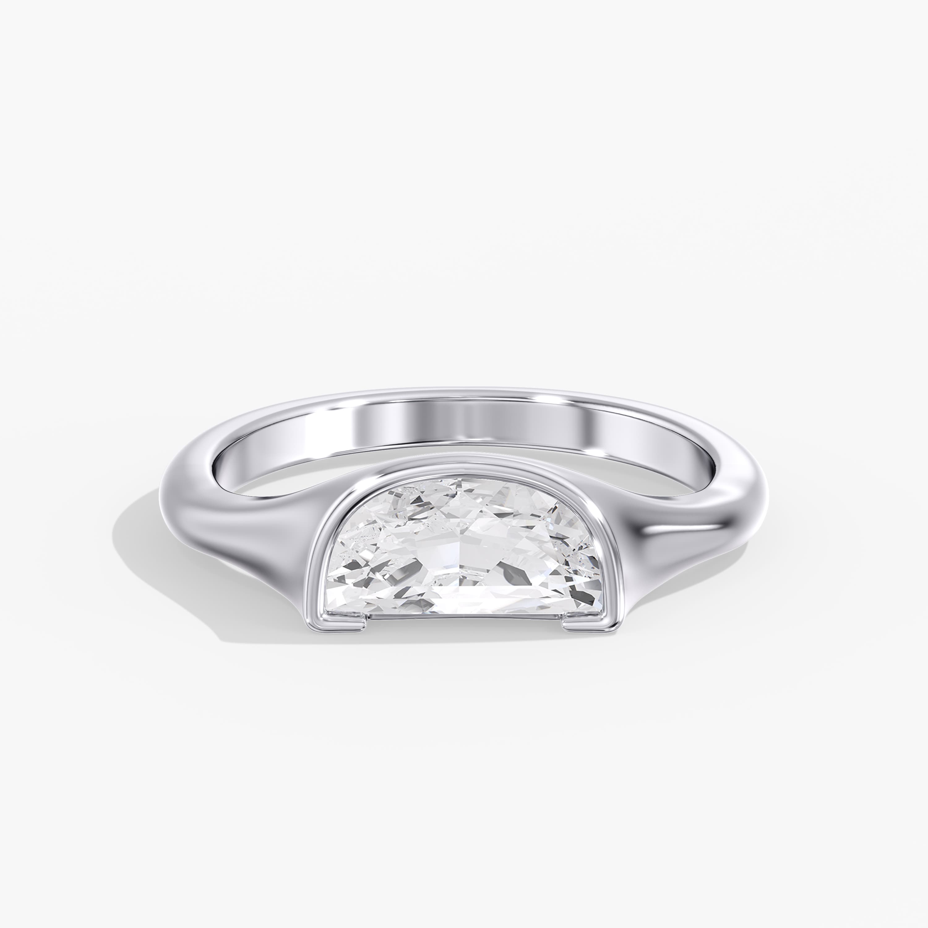 Lab Diamond Half Moon Half Bezel Ring 1 Ctw. — View 1