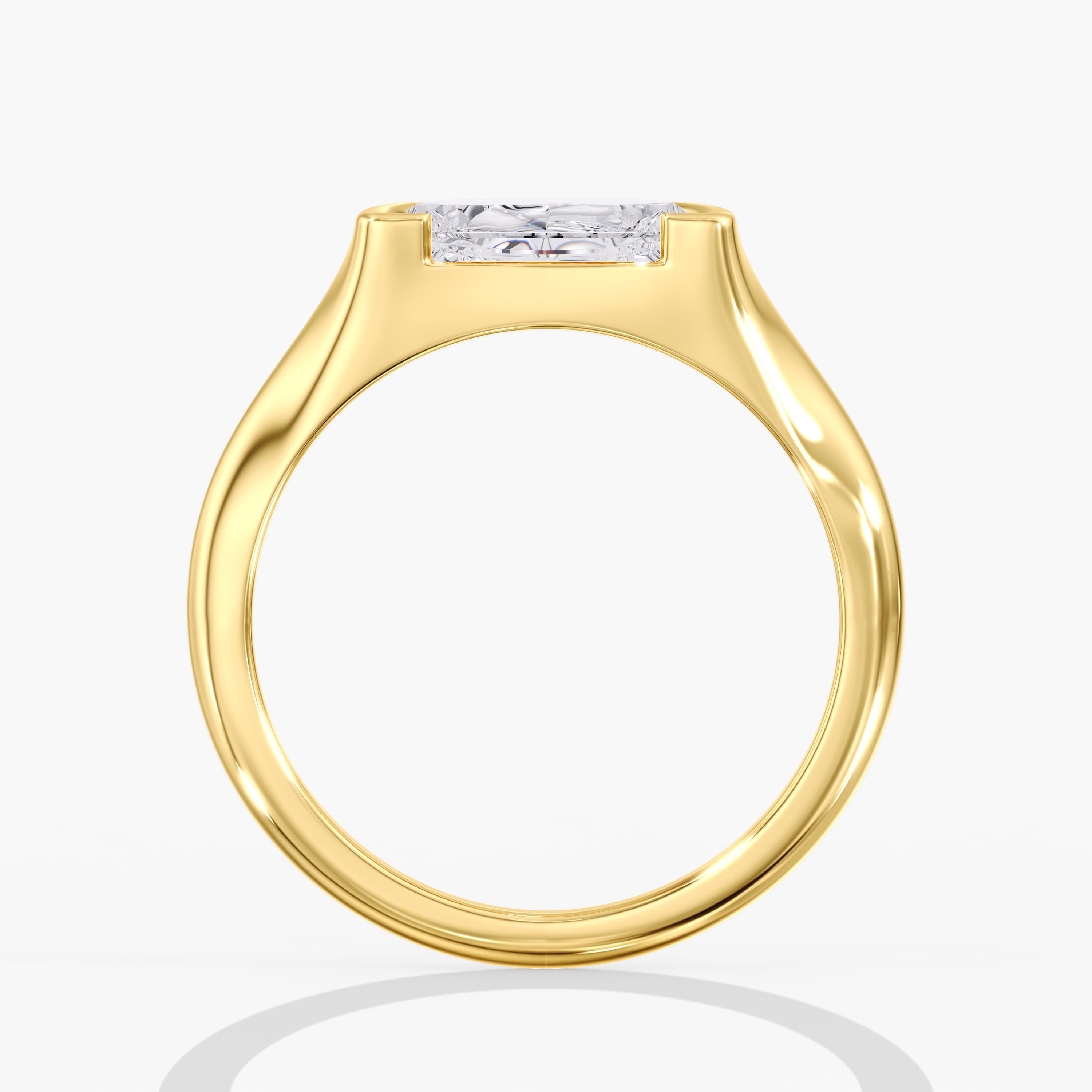 Lab Diamond Half Moon Half Bezel Ring 1 Ctw (1 ct. tw.), Side view in yellow gold