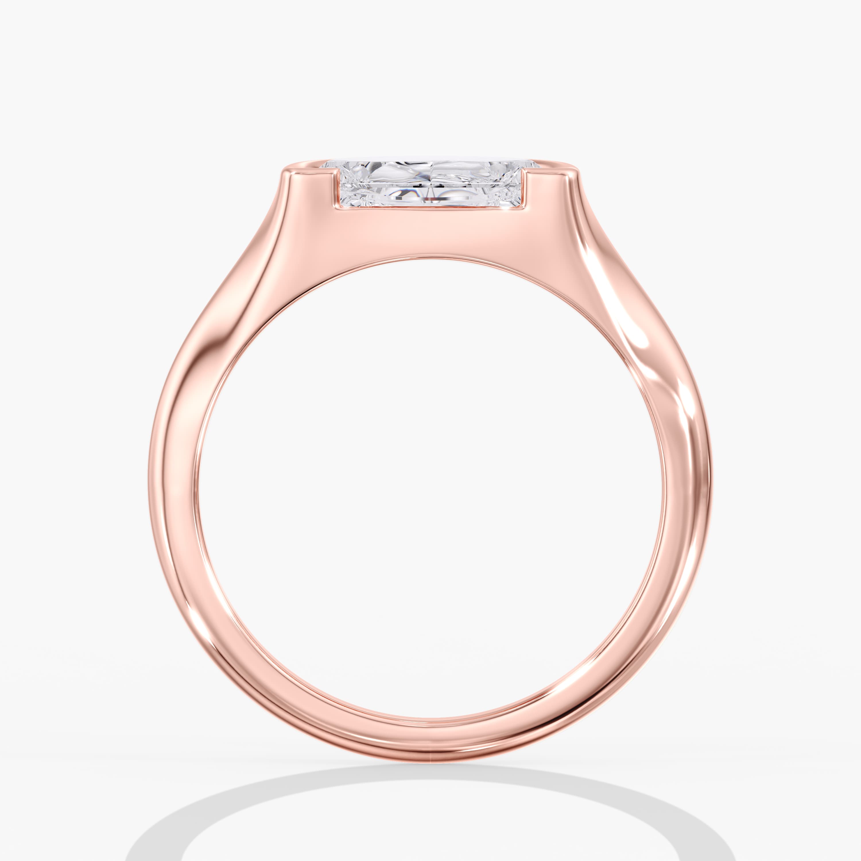 Lab Diamond Half Moon Half Bezel Ring 1 Ctw (1 ct. tw.), Side view in rose gold