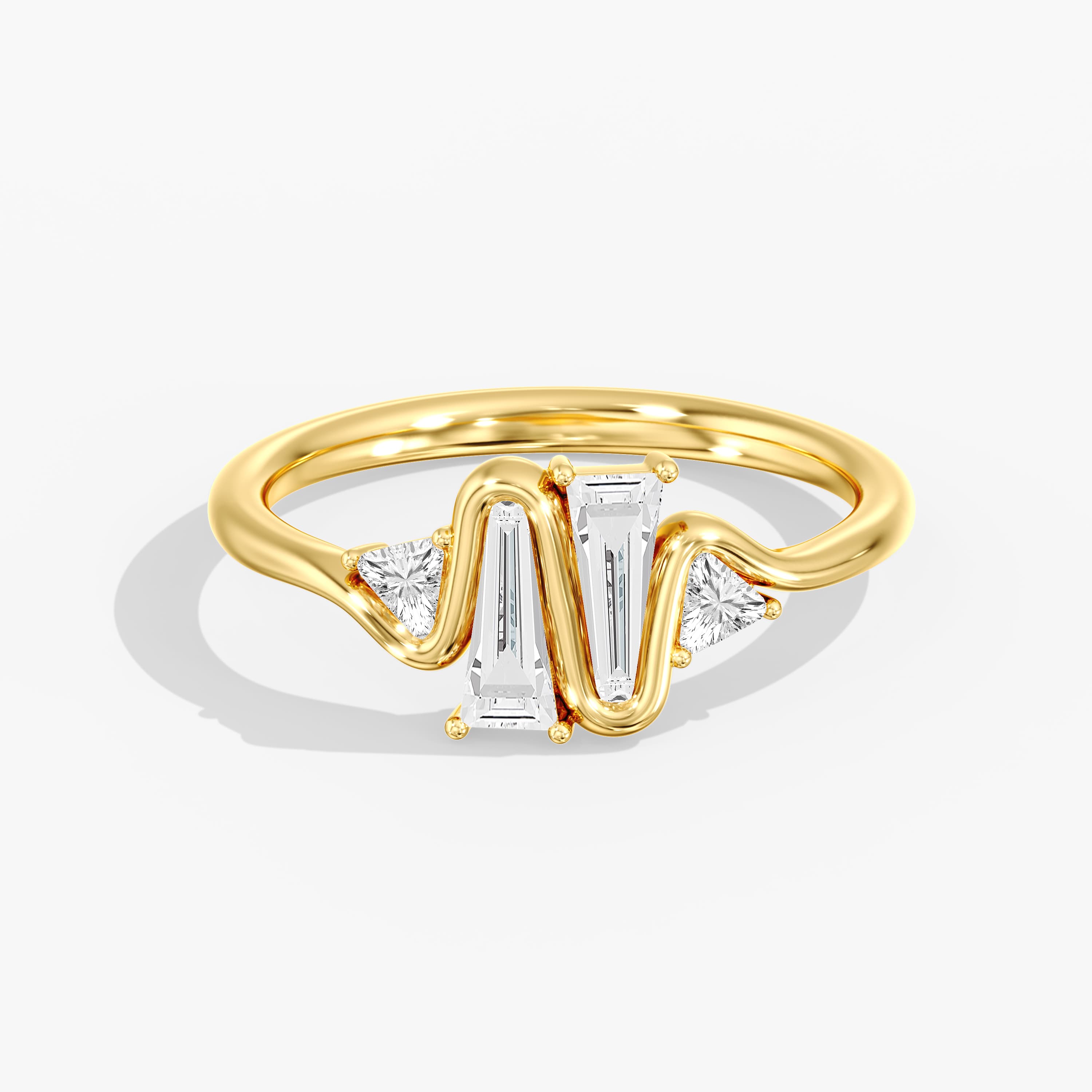 Lab Diamond Tapered Baguette Ring 4/5 Ctw (0.8 ct. tw.), Front view in yellow gold