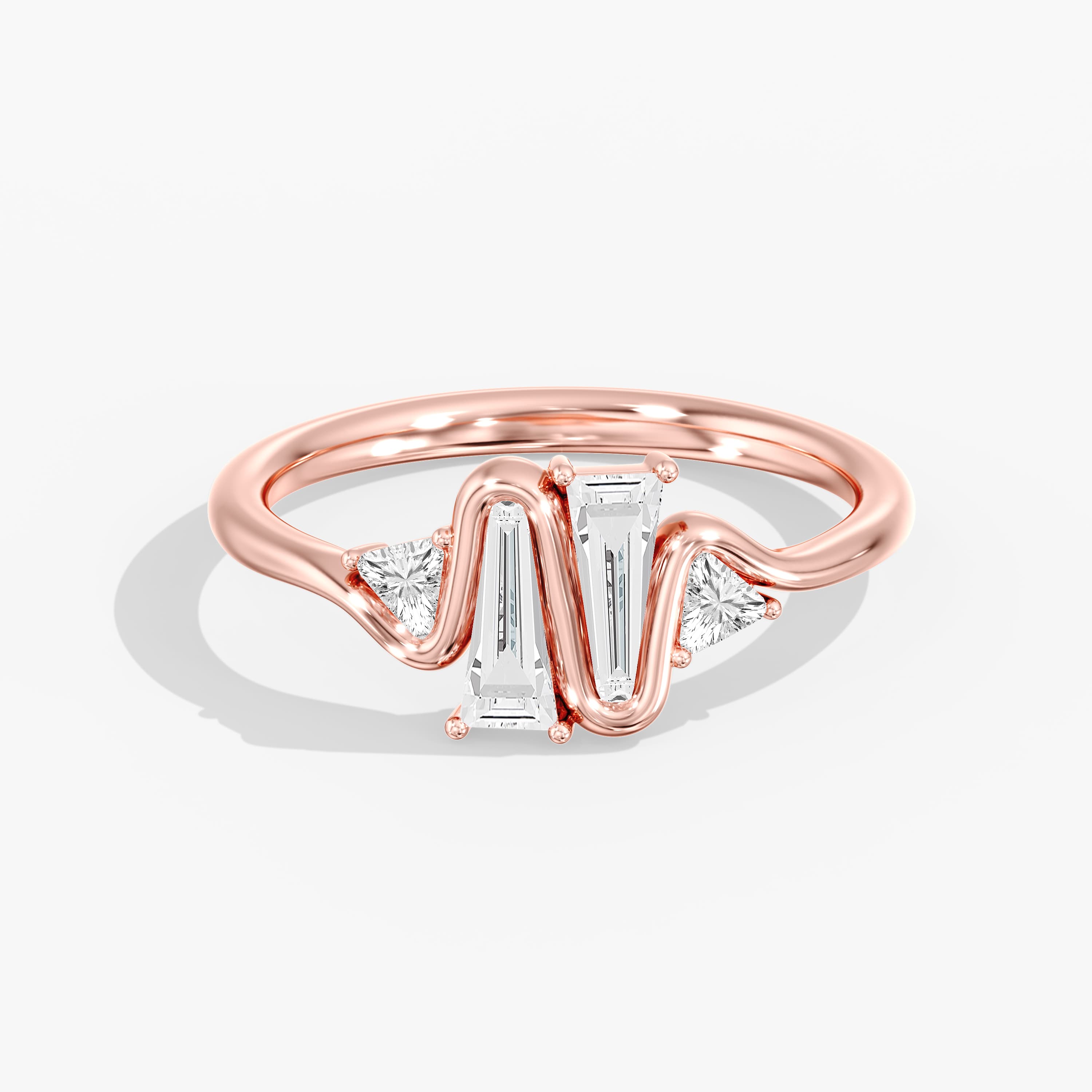 Lab Diamond Tapered Baguette Ring 4/5 Ctw (0.8 ct. tw.), Front view in rose gold