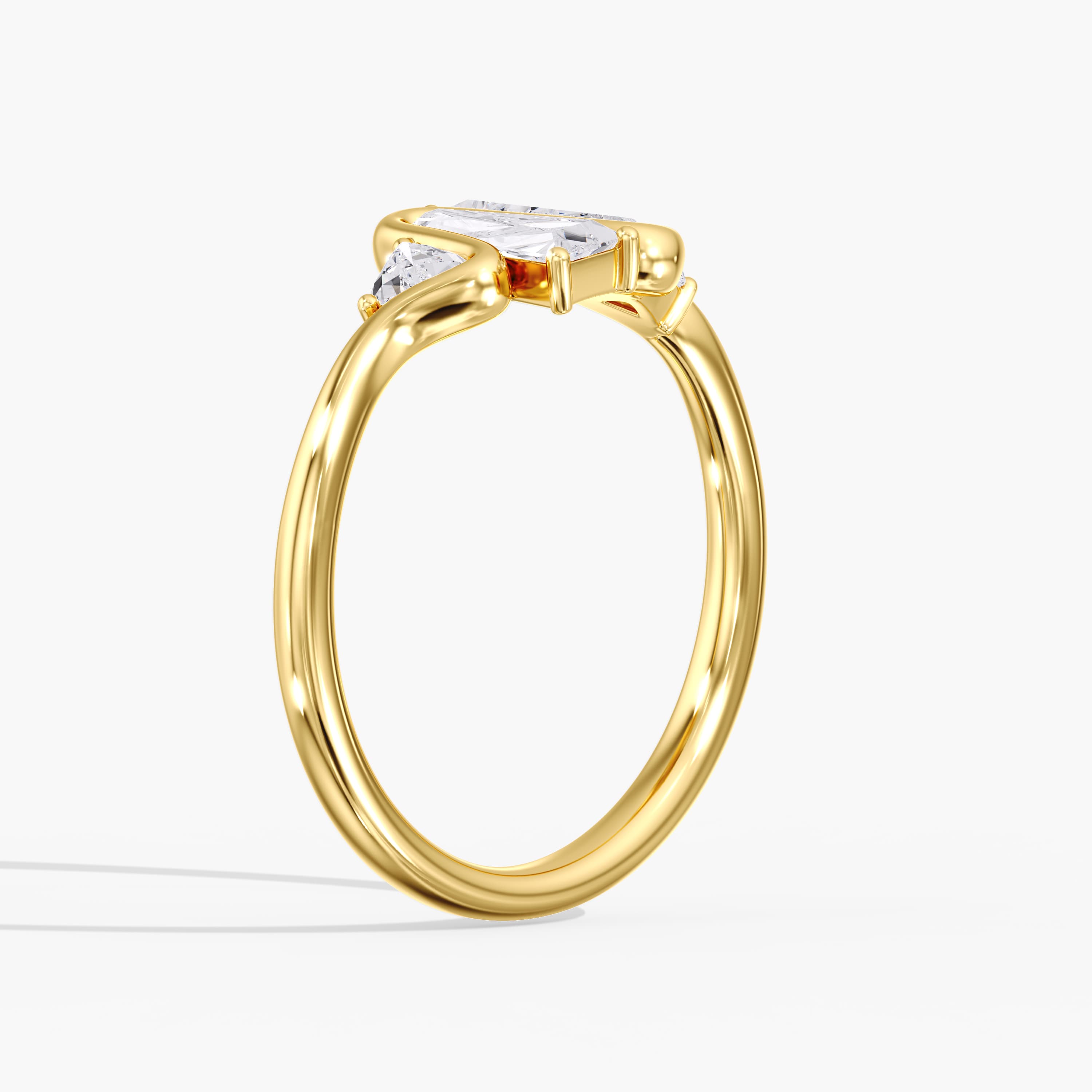 Lab Diamond Tapered Baguette Ring 4/5 Ctw (0.8 ct. tw.), Angle view in yellow gold