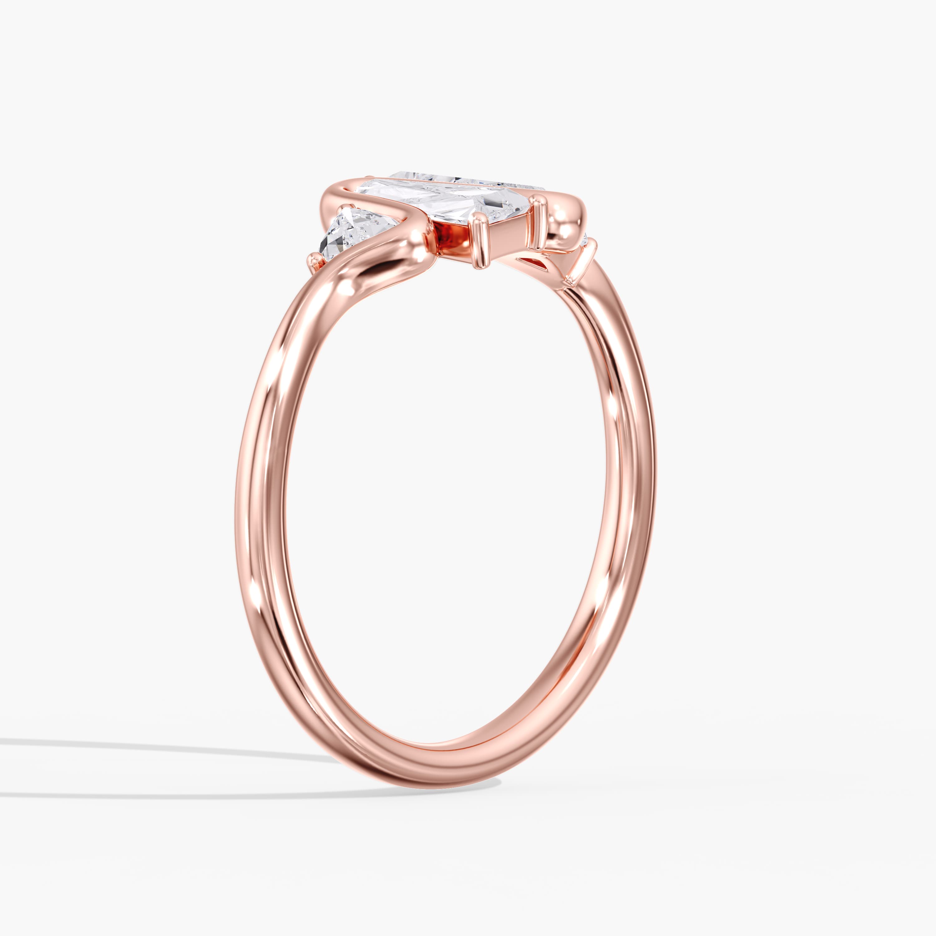 Lab Diamond Tapered Baguette Ring 4/5 Ctw (0.8 ct. tw.), Angle view in rose gold