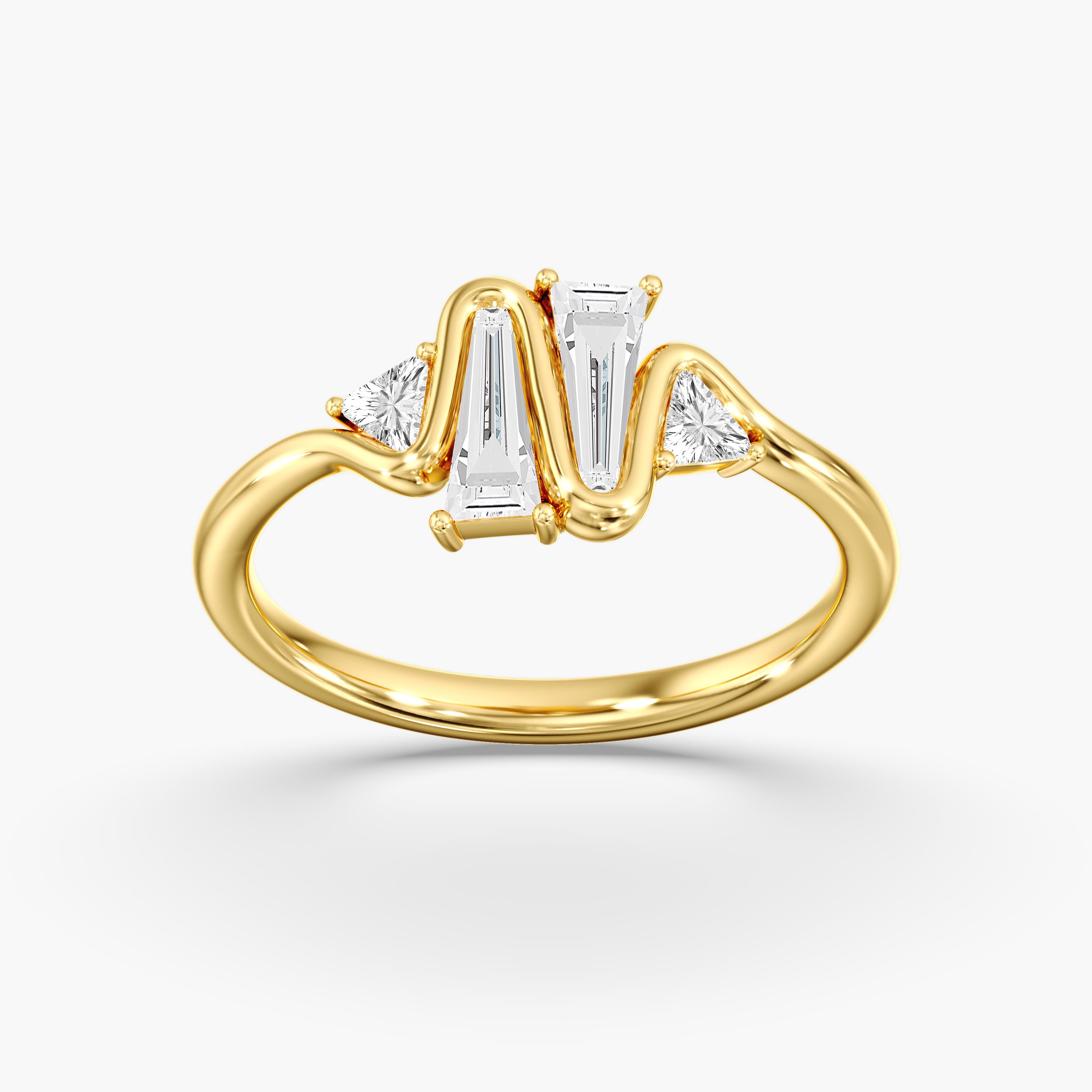 Lab Diamond Tapered Baguette Ring 4/5 Ctw (0.8 ct. tw.), On hand view in yellow gold