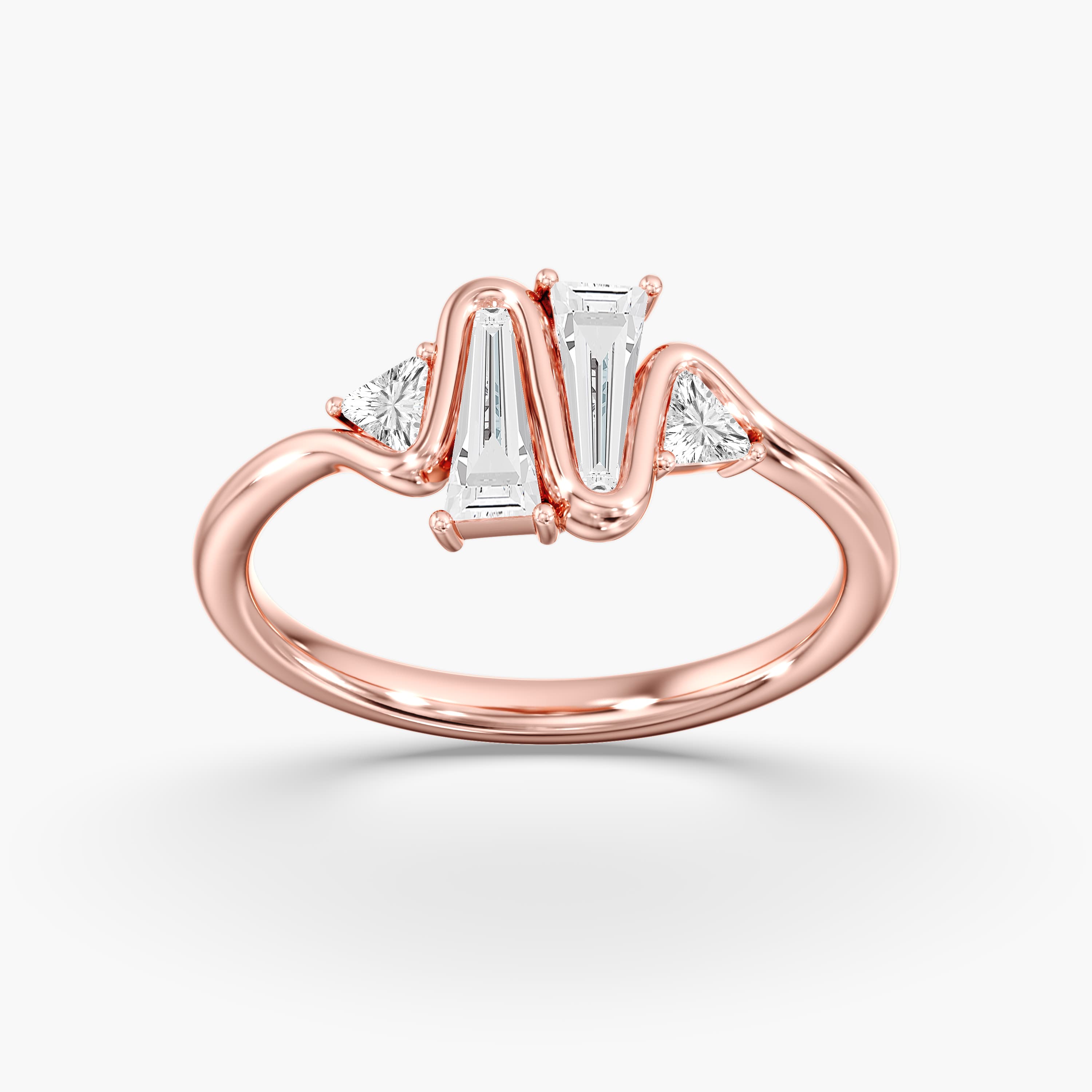 Lab Diamond Tapered Baguette Ring 4/5 Ctw (0.8 ct. tw.), On hand view in rose gold