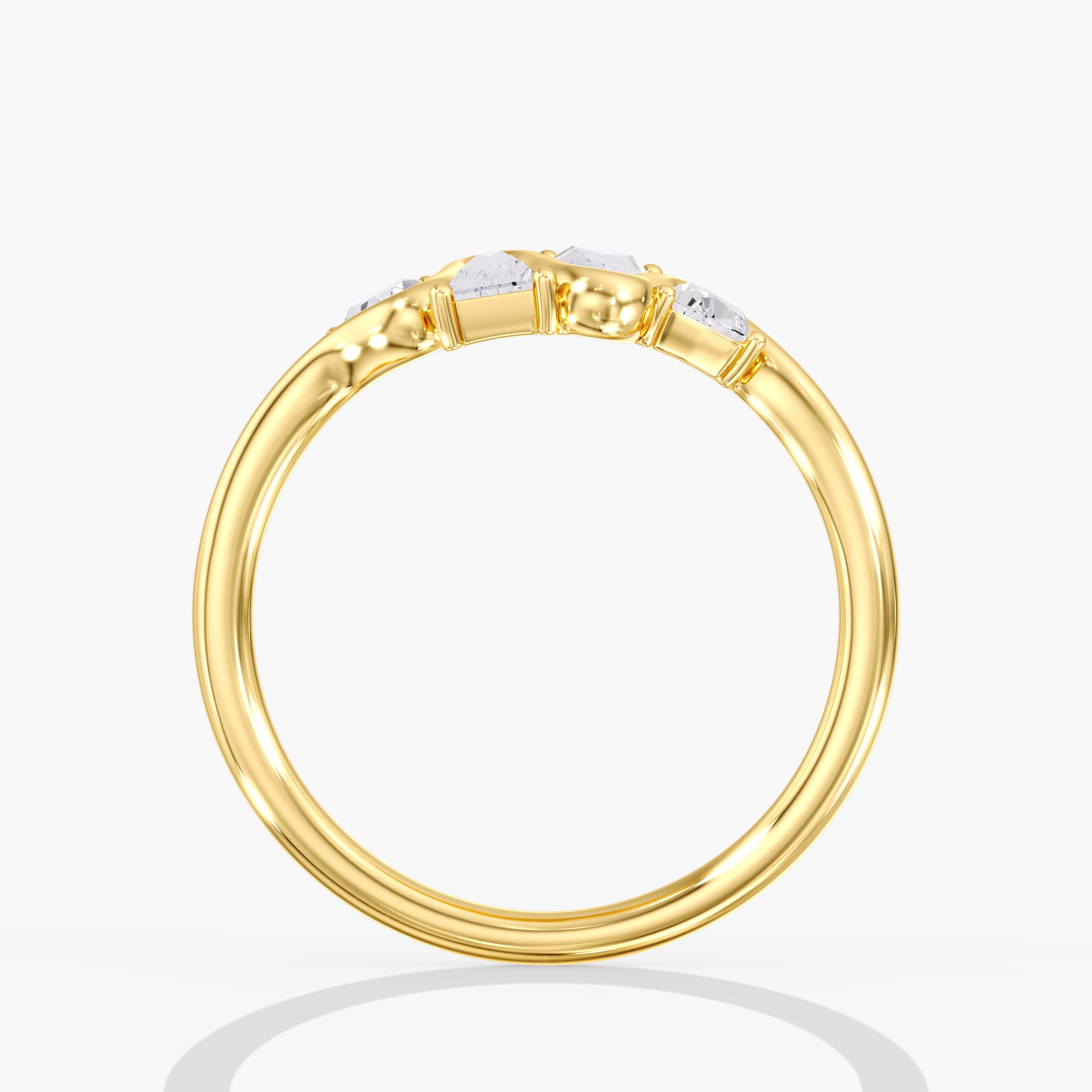 Lab Diamond Tapered Baguette Ring 4/5 Ctw (0.8 ct. tw.), Side view in yellow gold
