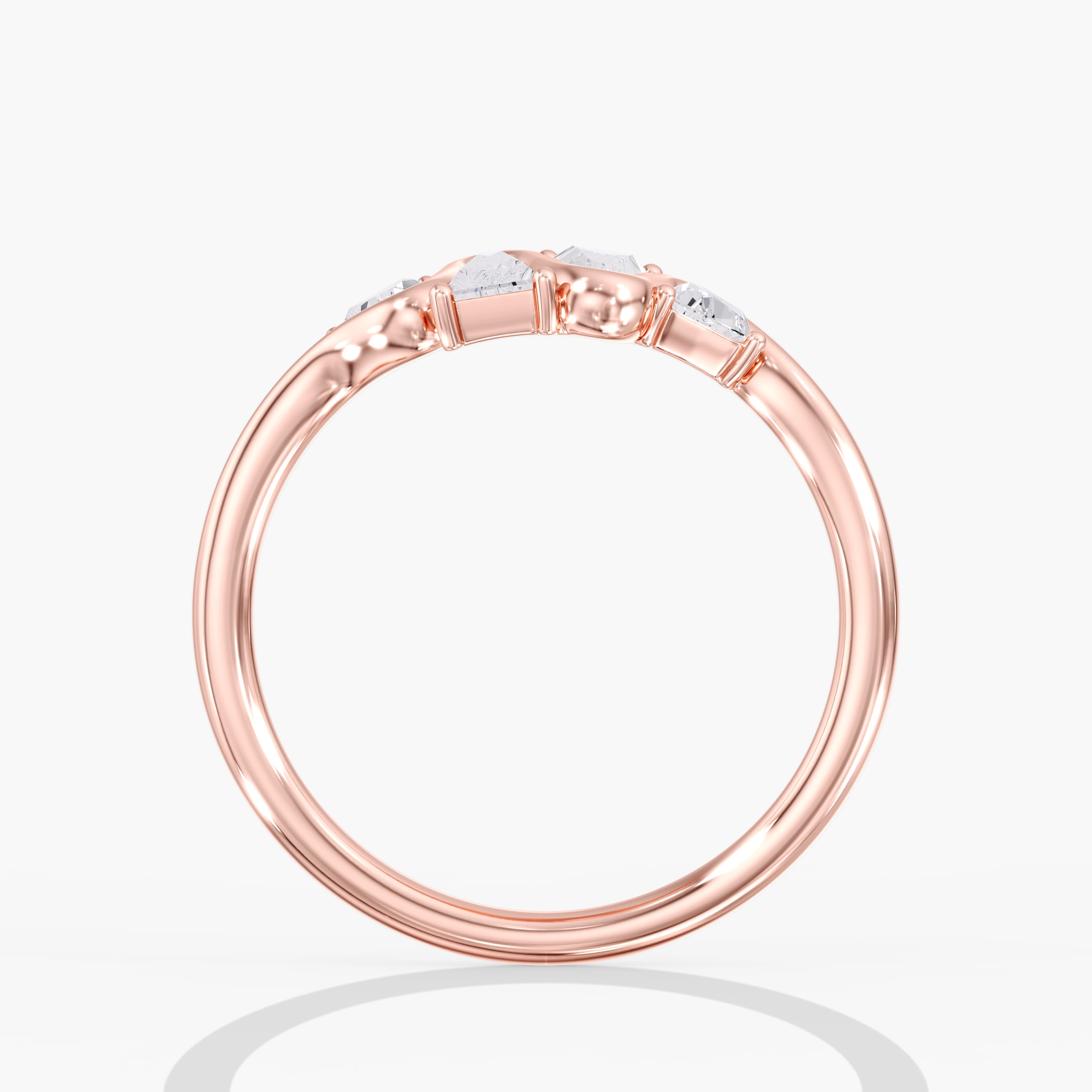 Lab Diamond Tapered Baguette Ring 4/5 Ctw (0.8 ct. tw.), Side view in rose gold
