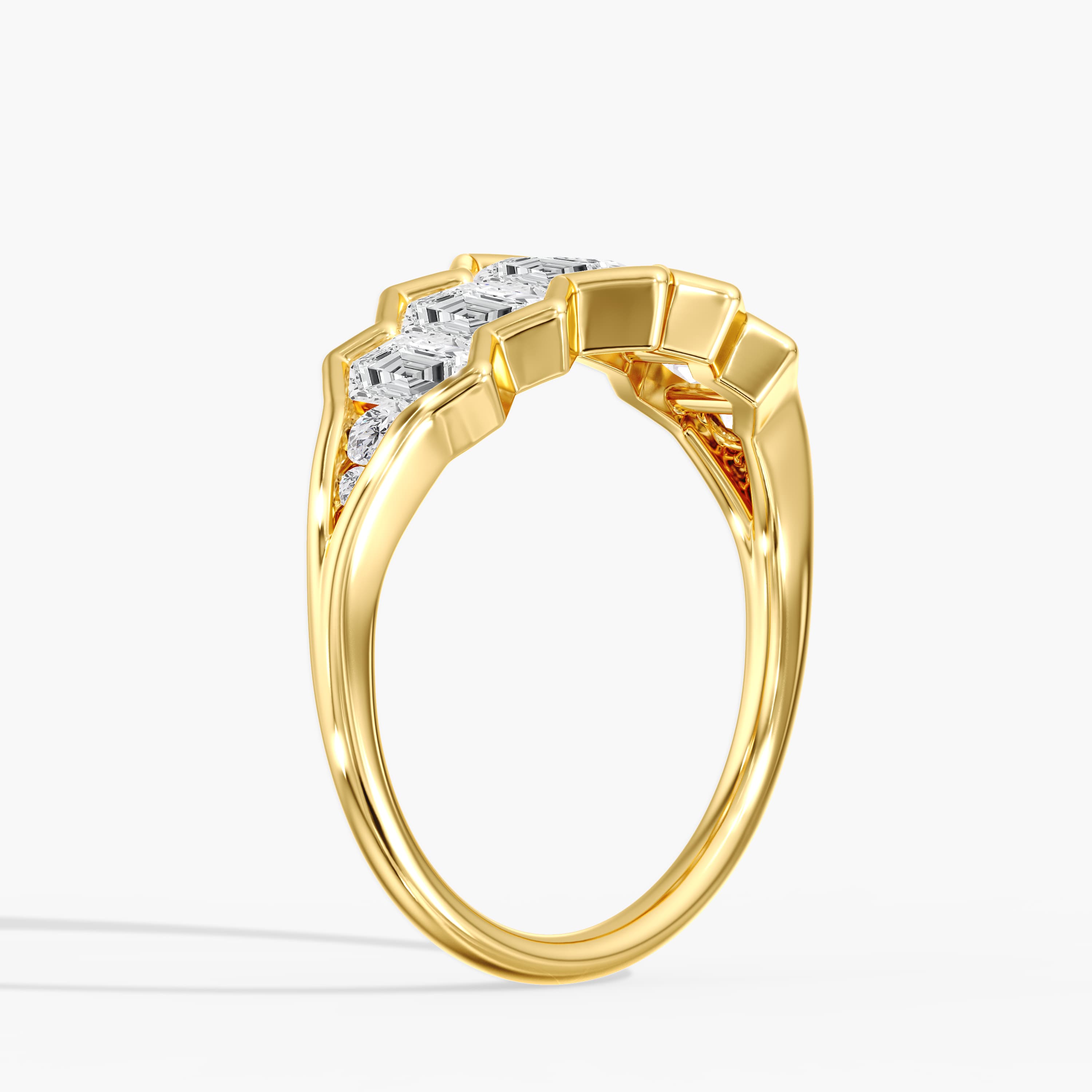 Lab Diamond Dutch Marquise Bezel Set Ring 1 1/2 Ctw (1 1/2 ct. tw.), Angle view in yellow gold