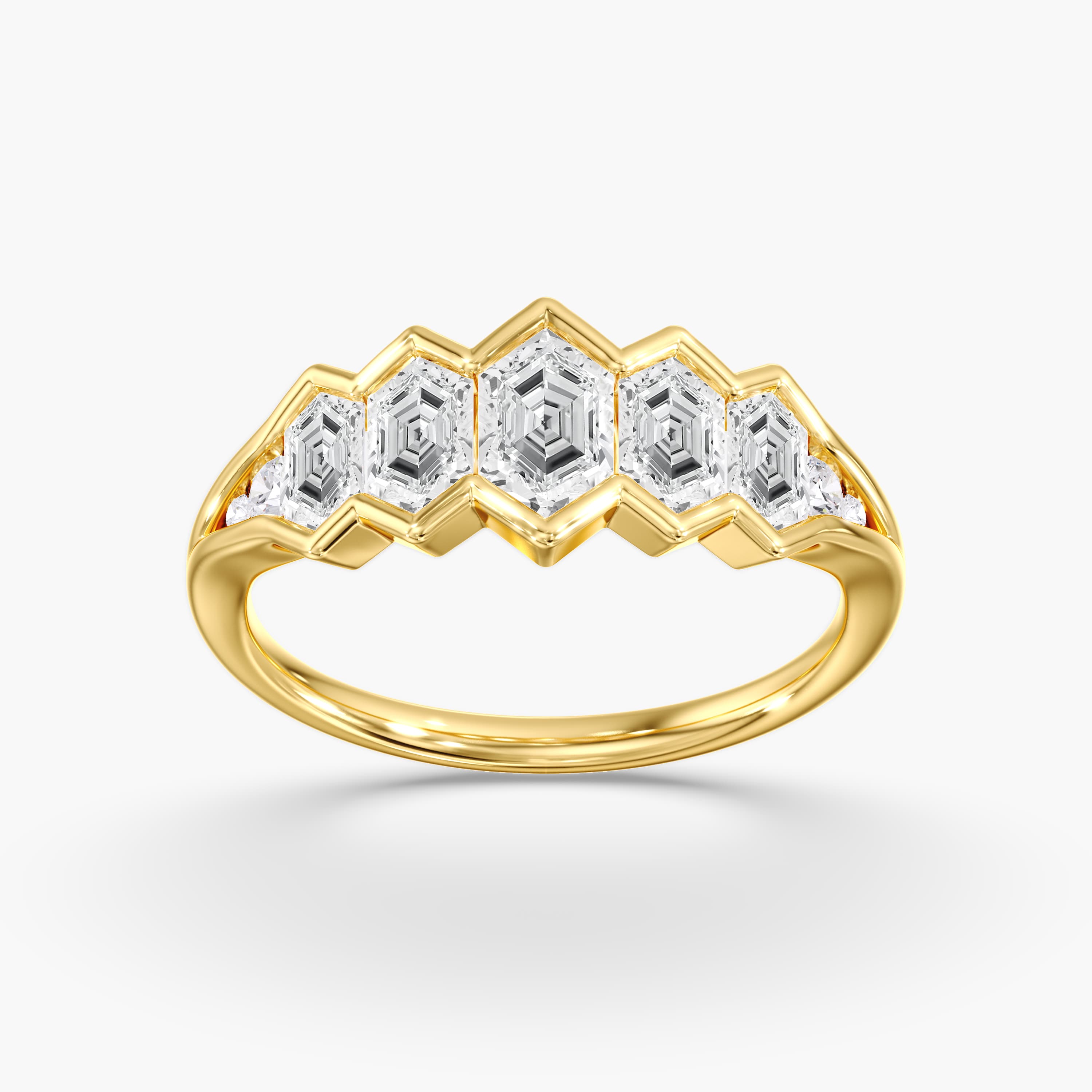 Lab Diamond Dutch Marquise Bezel Set Ring 1 1/2 Ctw (1 1/2 ct. tw.), On hand view in yellow gold