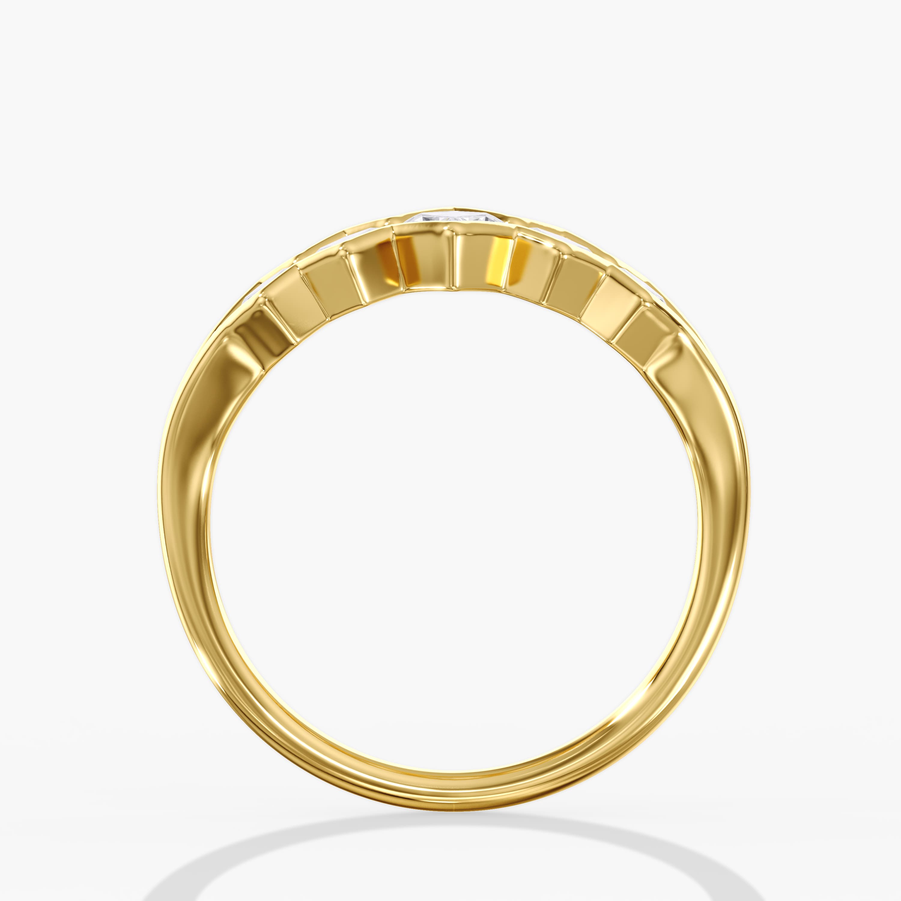Lab Diamond Dutch Marquise Bezel Set Ring 1 1/2 Ctw (1 1/2 ct. tw.), Side view in yellow gold
