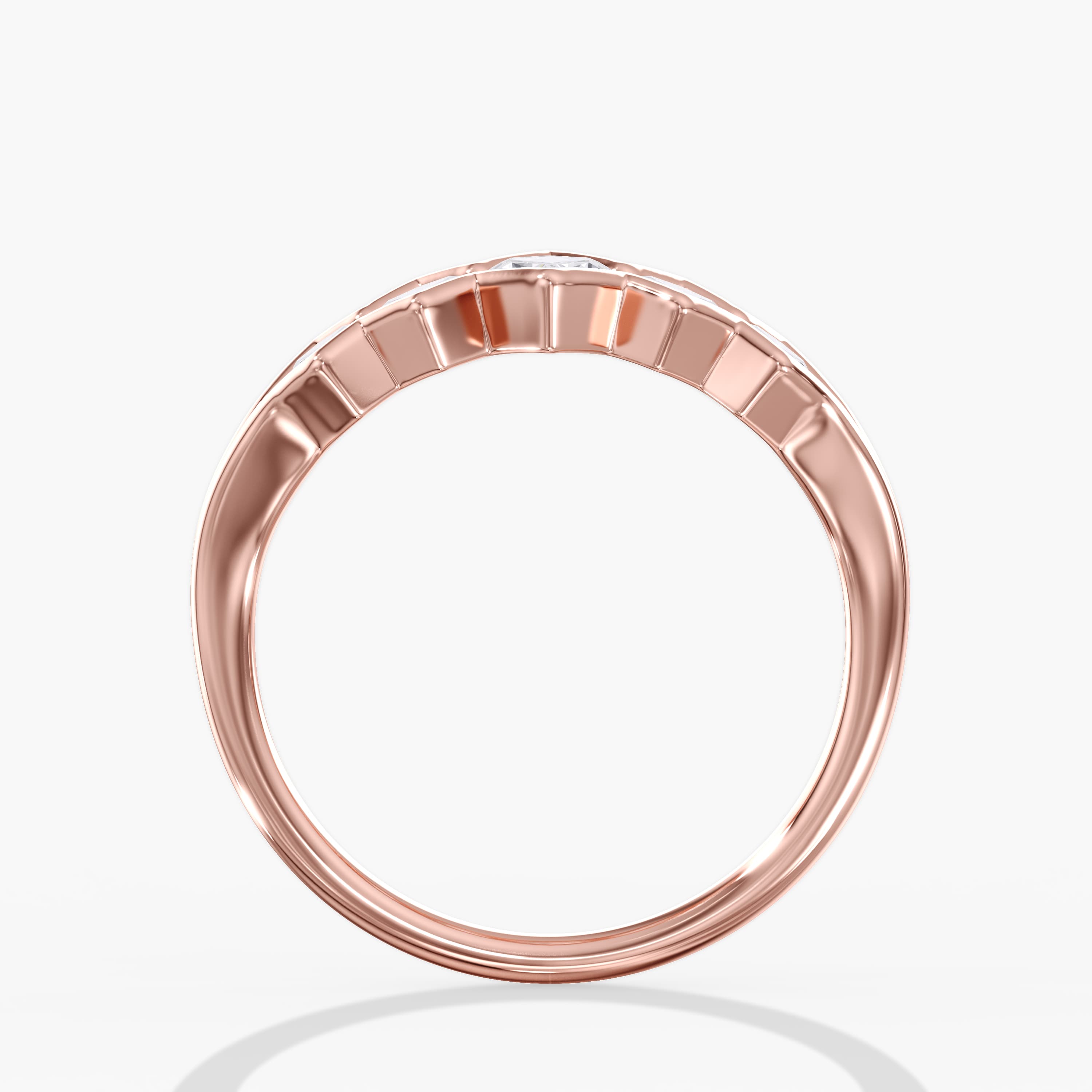 Lab Diamond Dutch Marquise Bezel Set Ring 1 1/2 Ctw (1 1/2 ct. tw.), Side view in rose gold