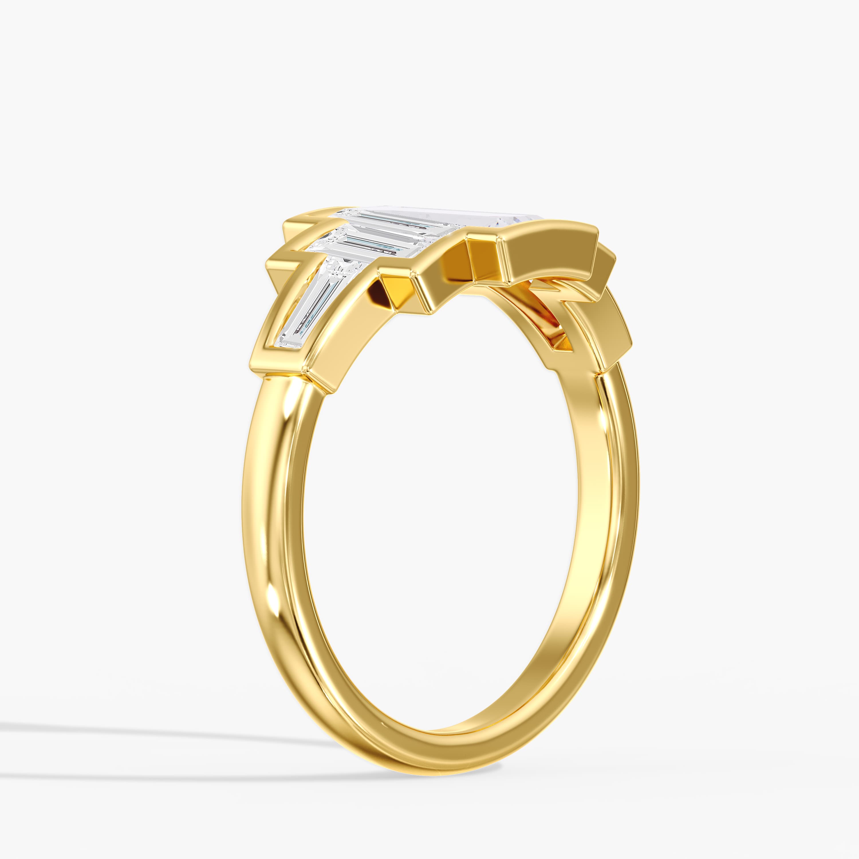 Lab Diamond Bezel Baguette Ring 2 Ctw (2 ct. tw.), Angle view in yellow gold