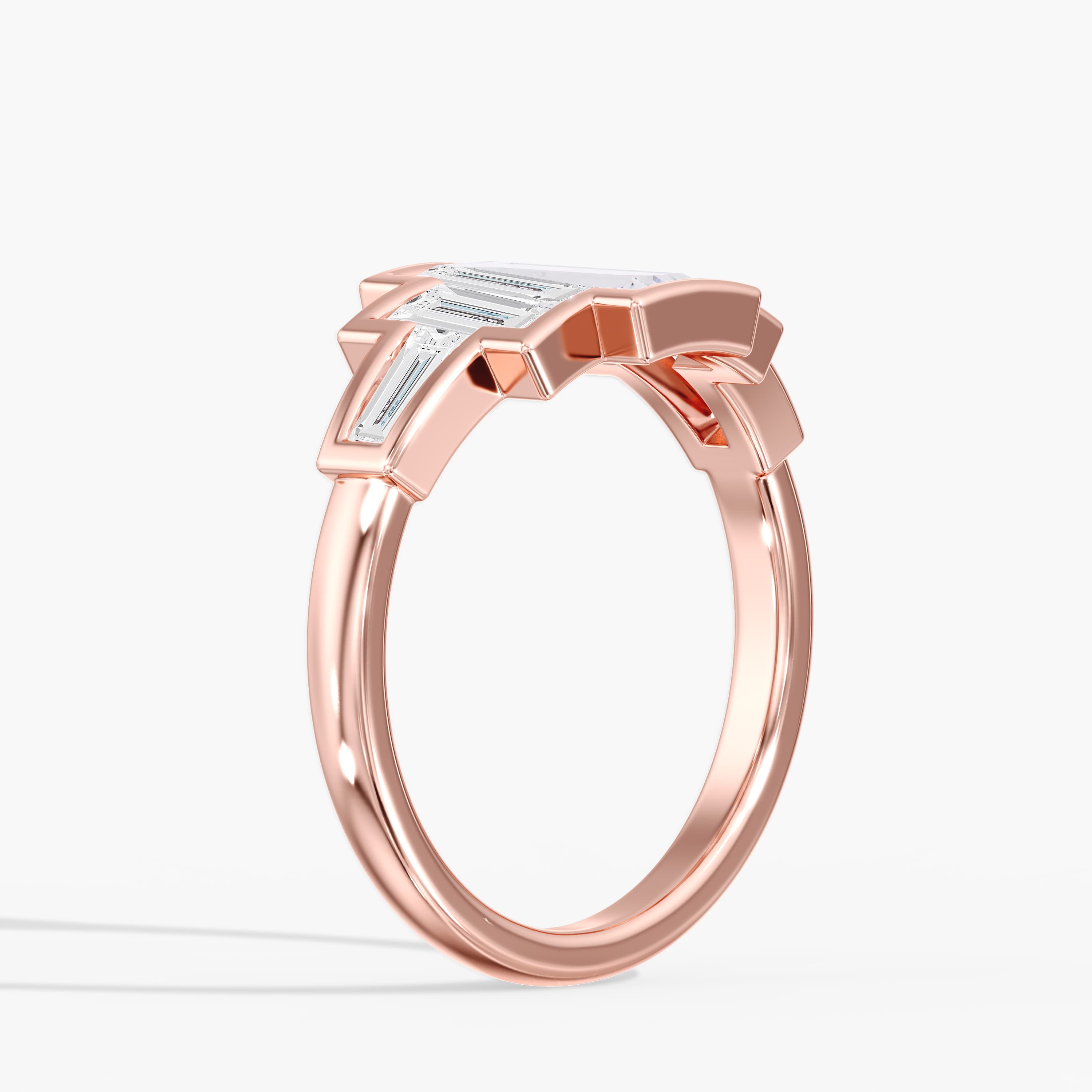 Lab Diamond Bezel Baguette Ring 2 Ctw (2 ct. tw.), Angle view in rose gold