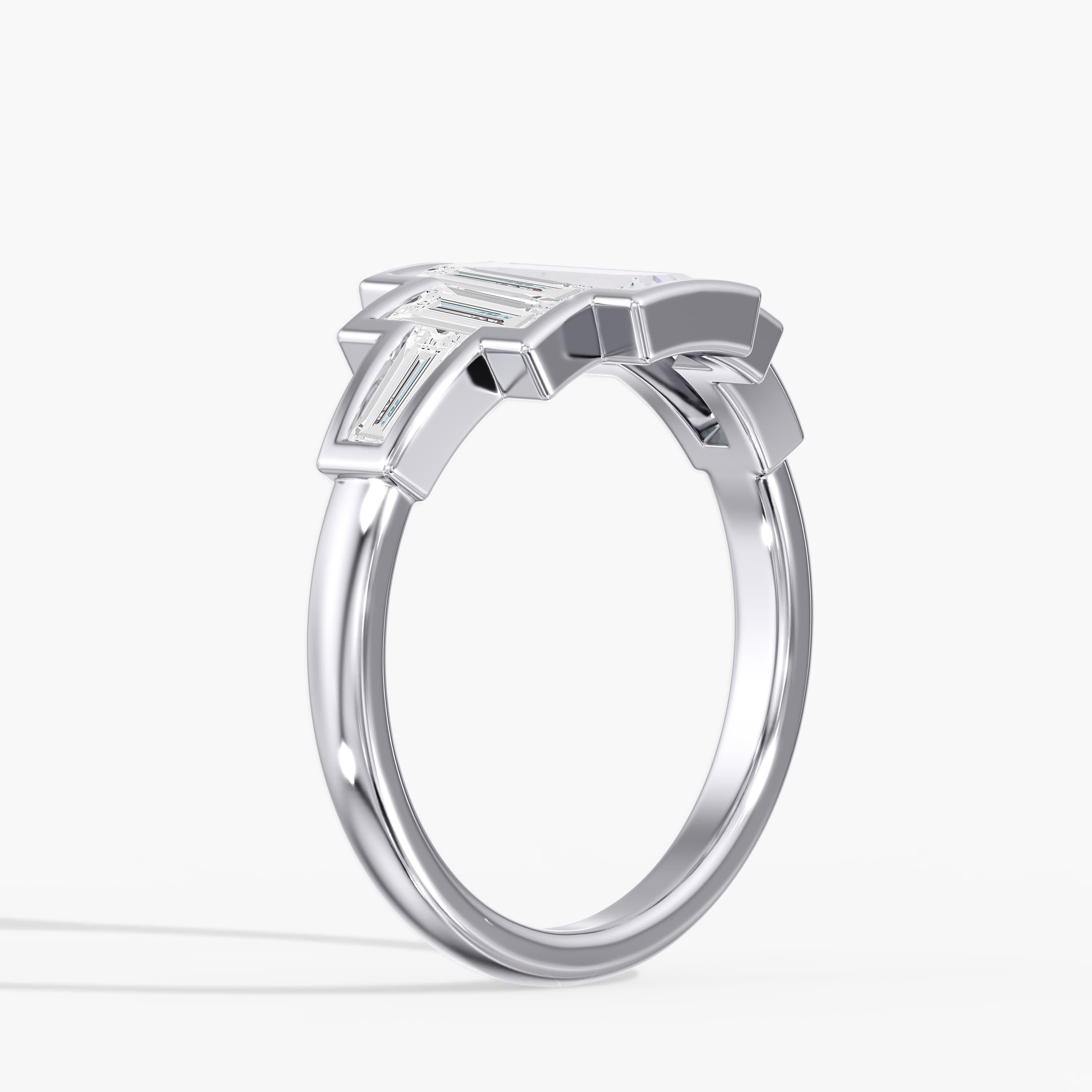 Lab Diamond Bezel Baguette Ring 2 Ctw (2 ct. tw.), Angle view in white gold or platinum