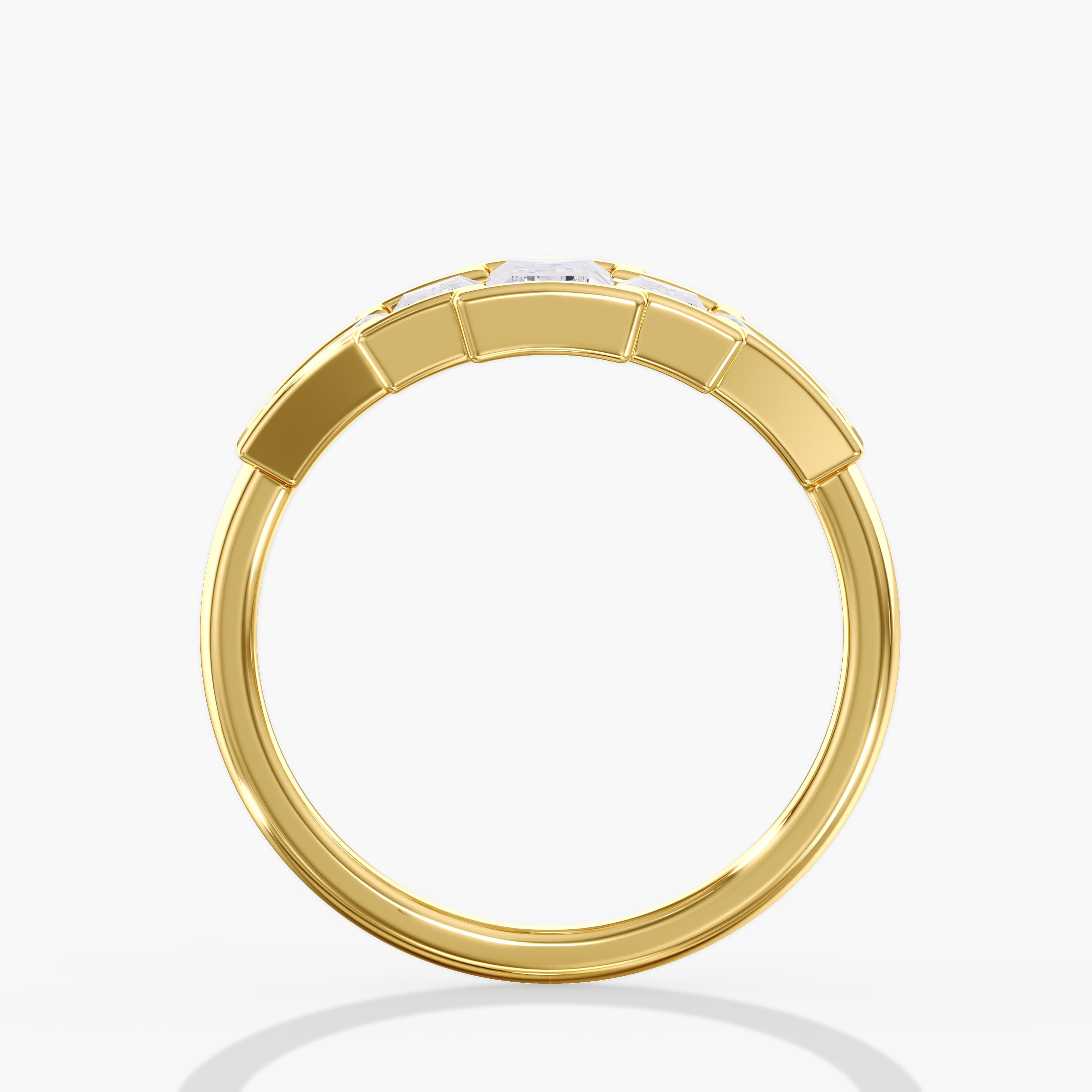 Lab Diamond Bezel Baguette Ring 2 Ctw (2 ct. tw.), Side view in yellow gold