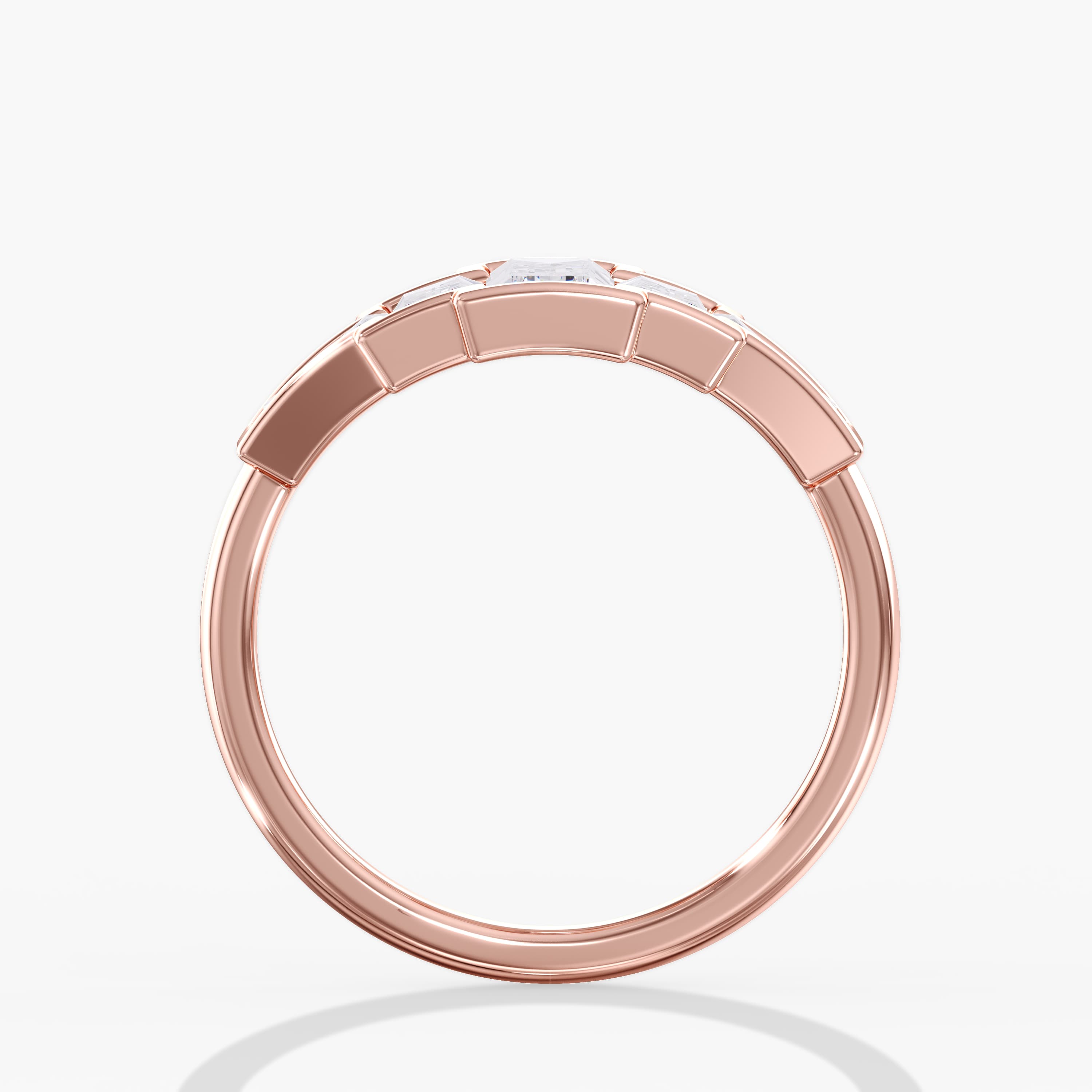 Lab Diamond Bezel Baguette Ring 2 Ctw (2 ct. tw.), Side view in rose gold