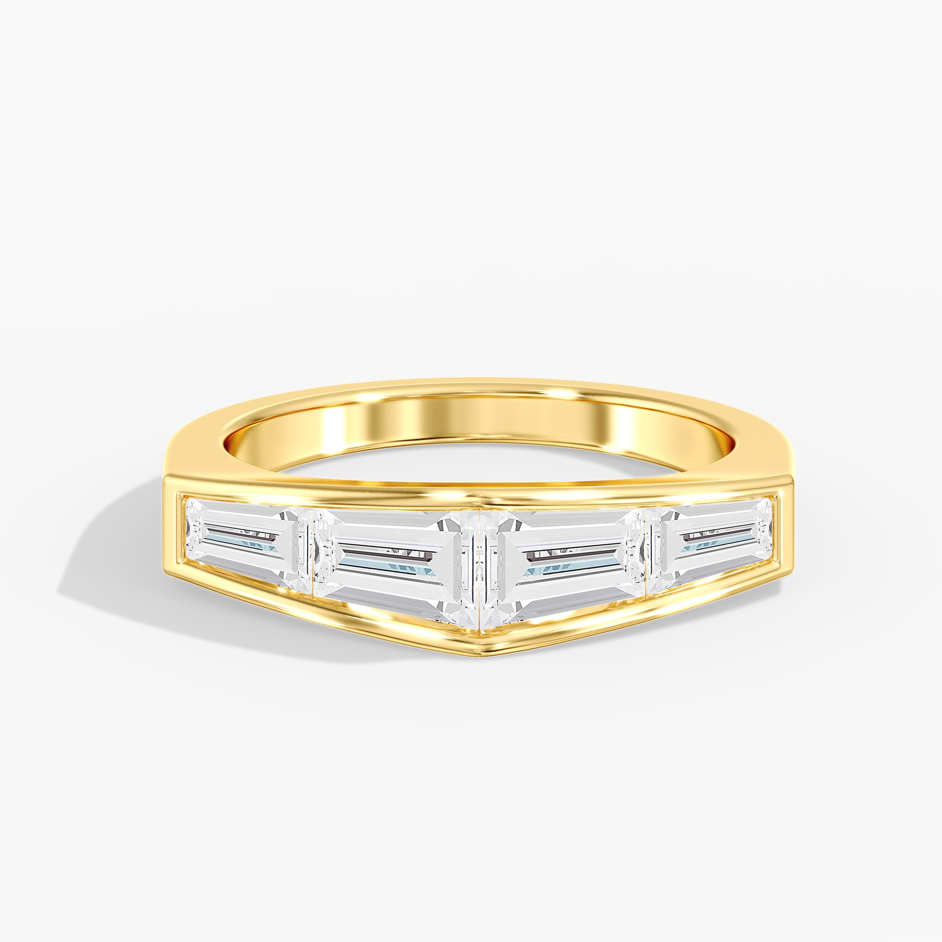 Lab Diamond Tapered Baguette Ring 2 Ctw (2 ct. tw.), Front view in yellow gold