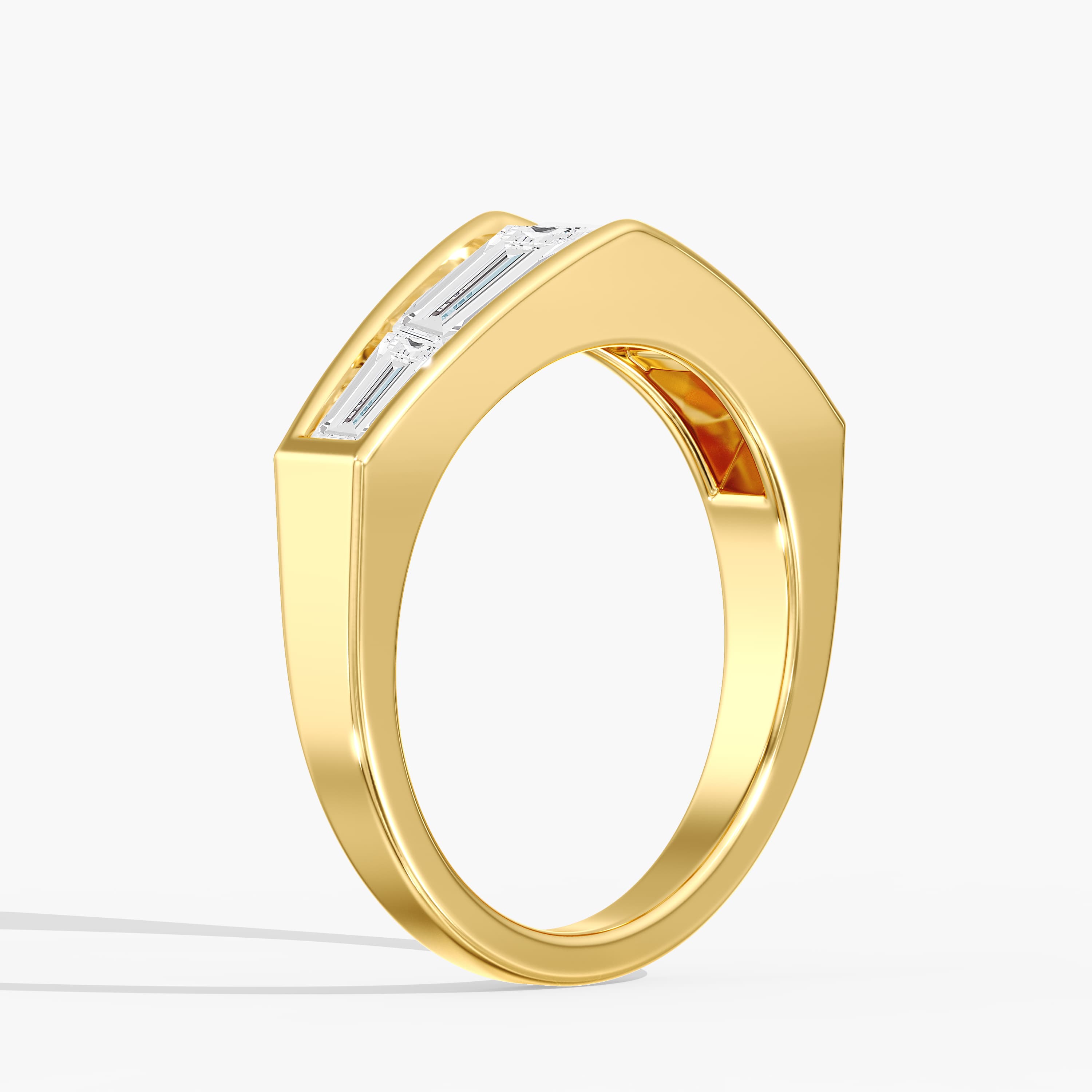 Lab Diamond Tapered Baguette Ring 2 Ctw (2 ct. tw.), Angle view in yellow gold