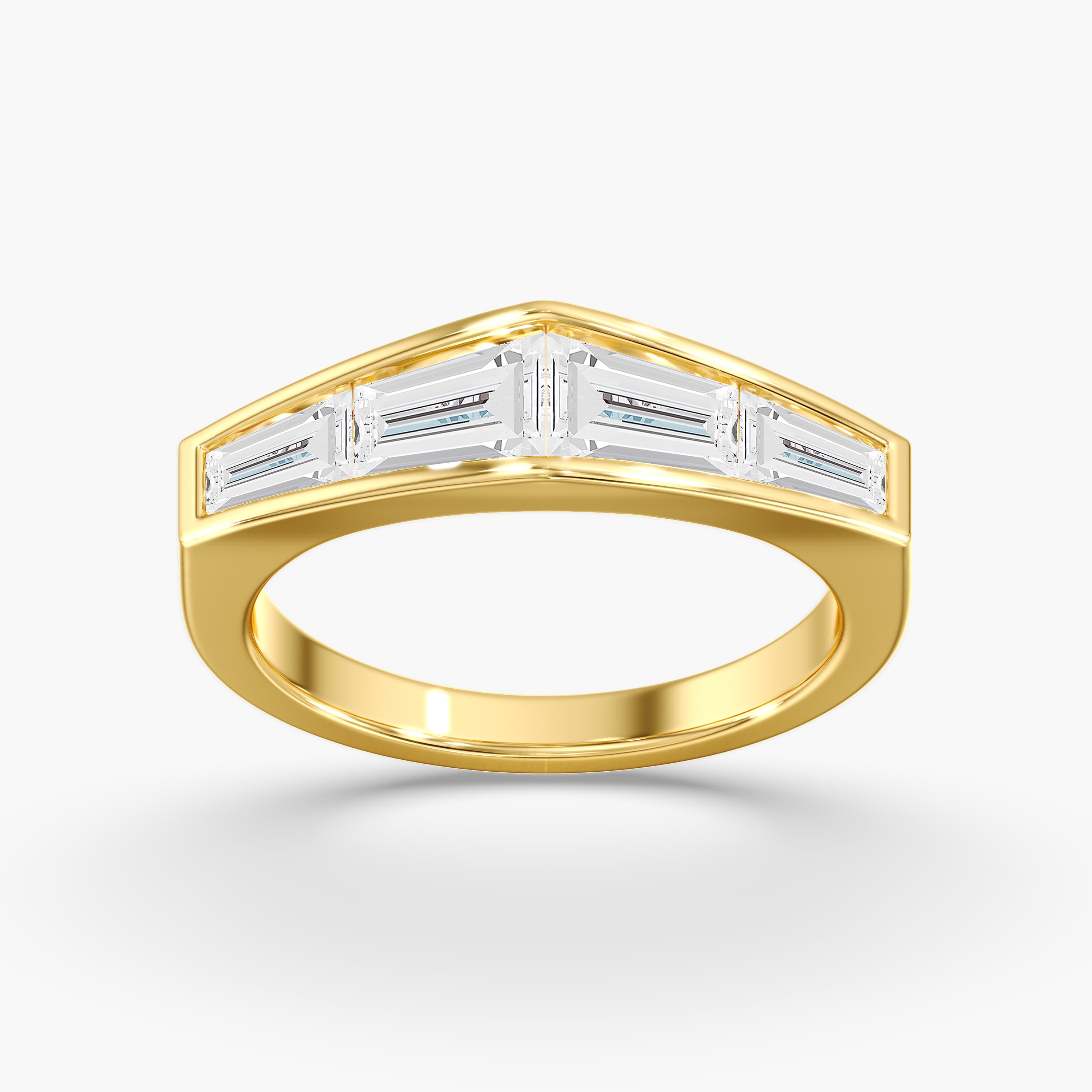 Lab Diamond Tapered Baguette Ring 2 Ctw (2 ct. tw.), On hand view in yellow gold