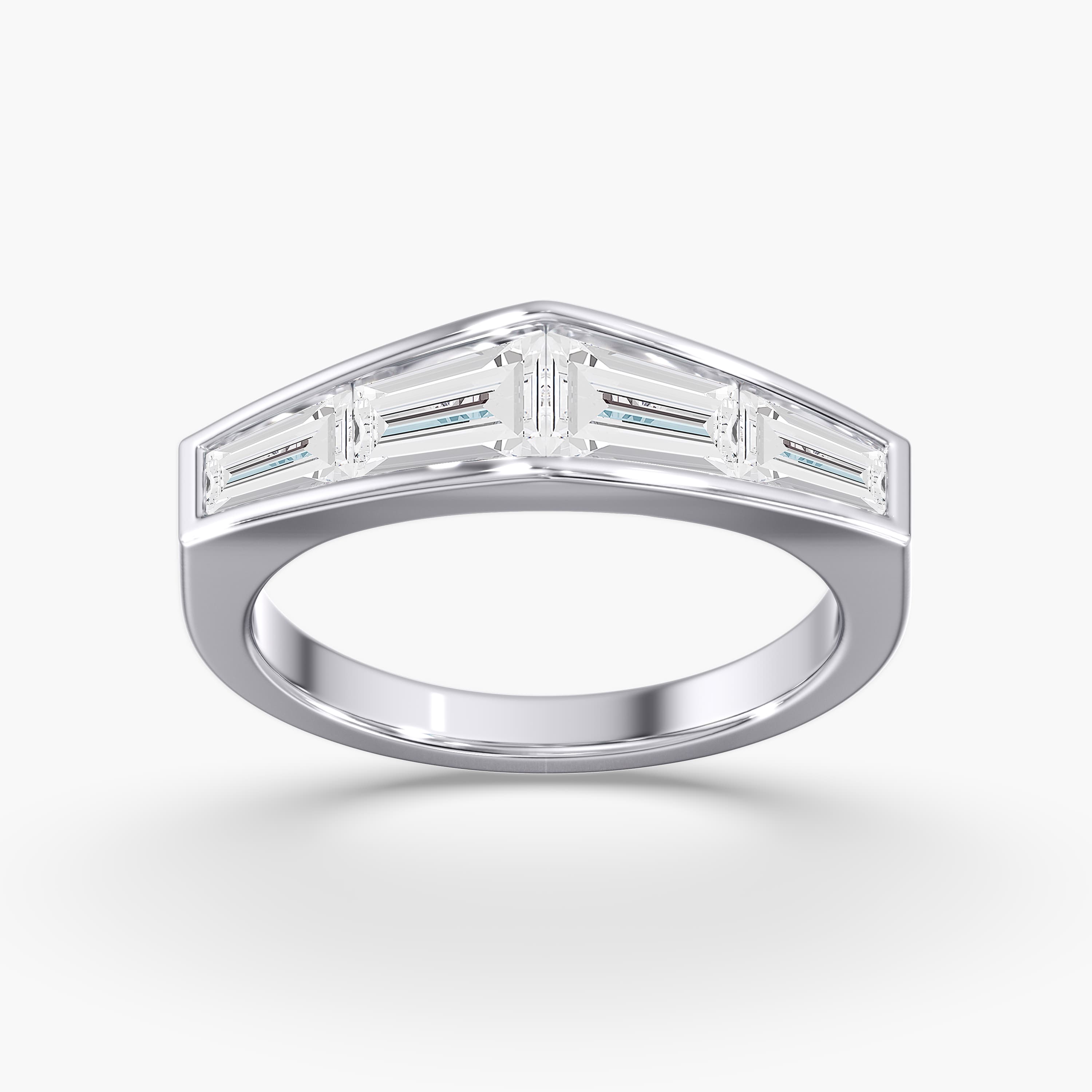 Lab Diamond Tapered Baguette Ring 2 Ctw (2 ct. tw.), On hand view in white gold or platinum
