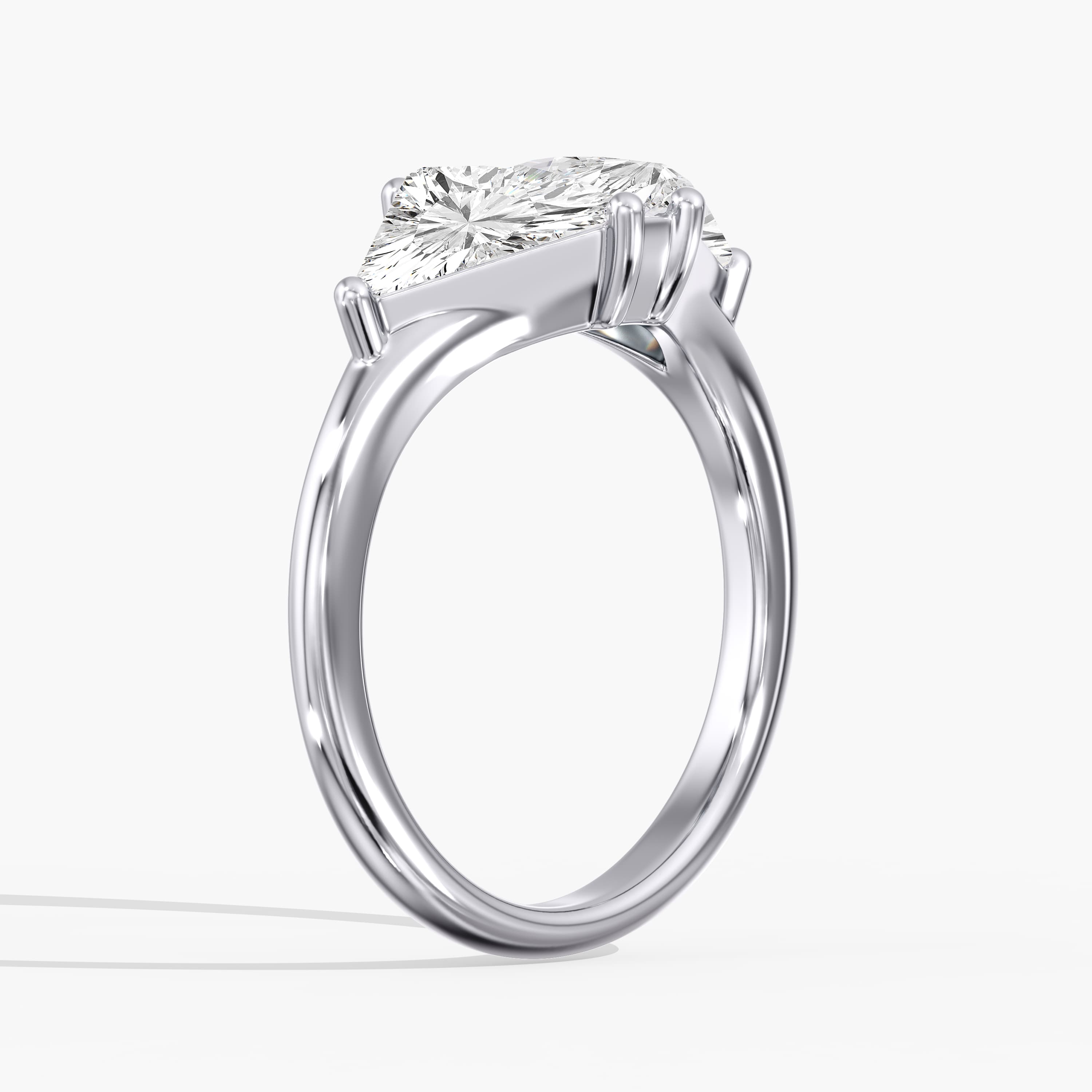 Lab Diamond 3-Stone Triangle Ring 2 1/2 Ctw (2 1/2 ct. tw.), Angle view in white gold or platinum