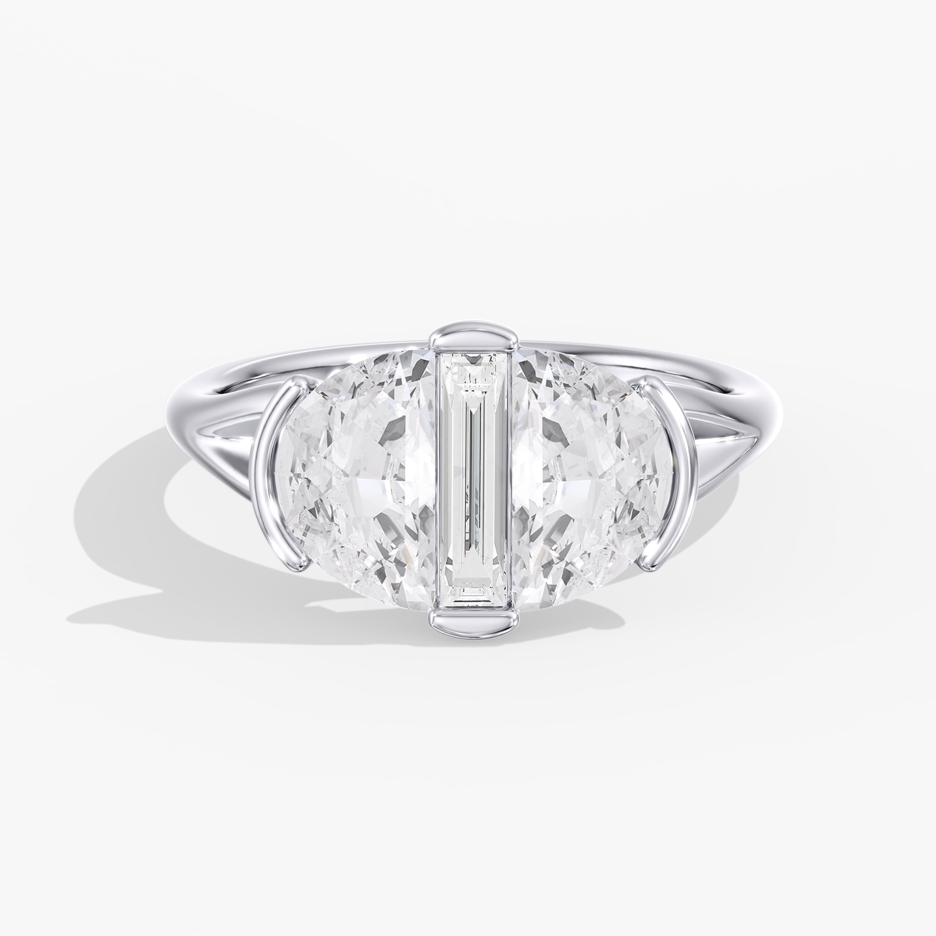 Lab Diamond 3-Stone Half Moon Ring 3 Ctw. — View 1