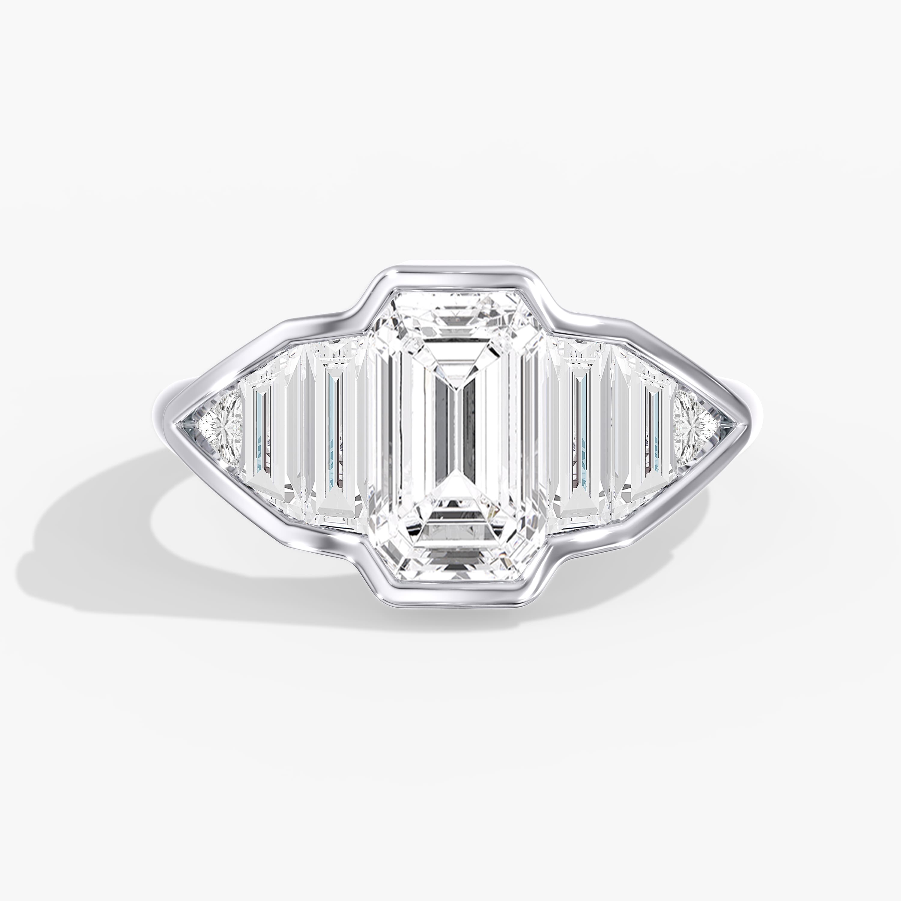 Lab Diamond Emerald Cut & Baguette Ring 4 1/2 Ctw. — View 1