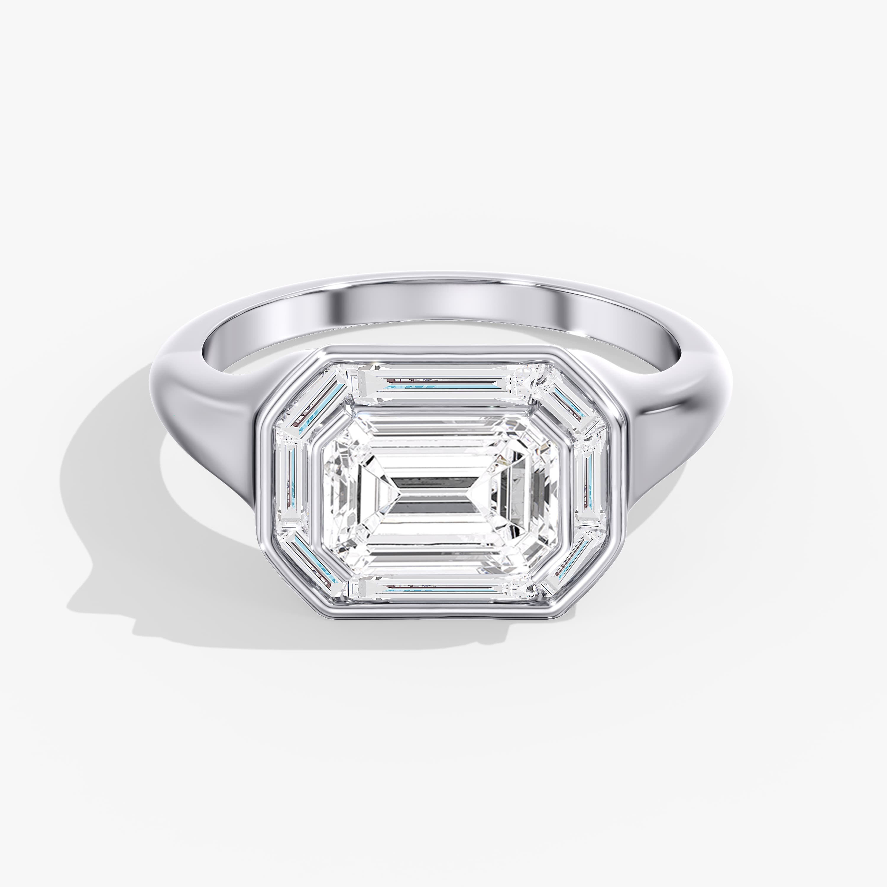 Lab Diamond Emerald Cut Halo Engagement Ring 2 3/4 Ctw. — View 1