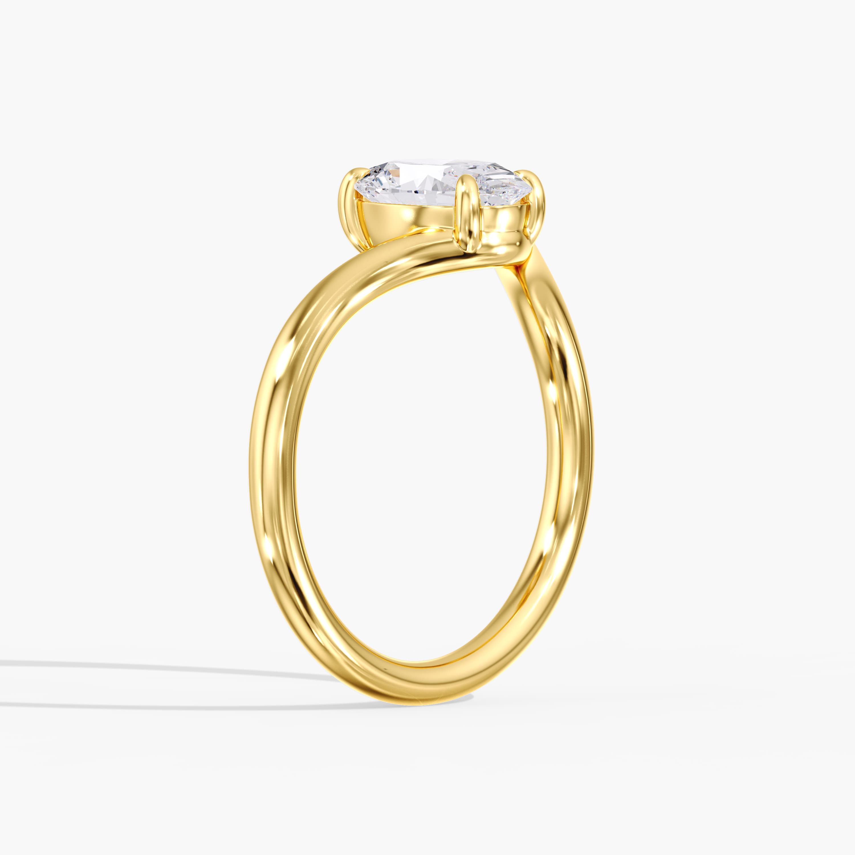 Lab Diamond Oval Engagement Ring 1 Ct., style L0372R, Angle view in yellow gold