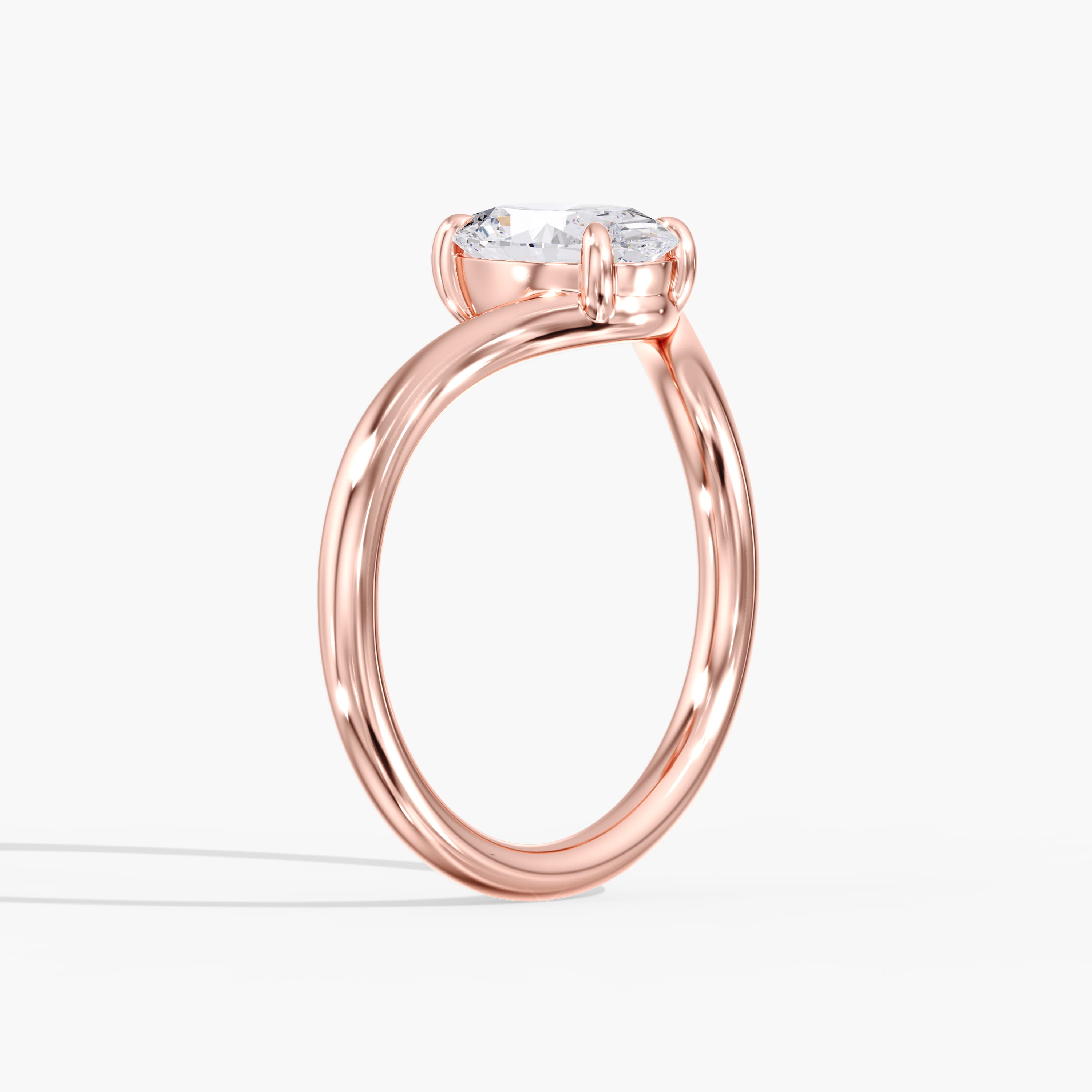 Lab Diamond Oval Engagement Ring 1 Ct., style L0372R, Angle view in rose gold