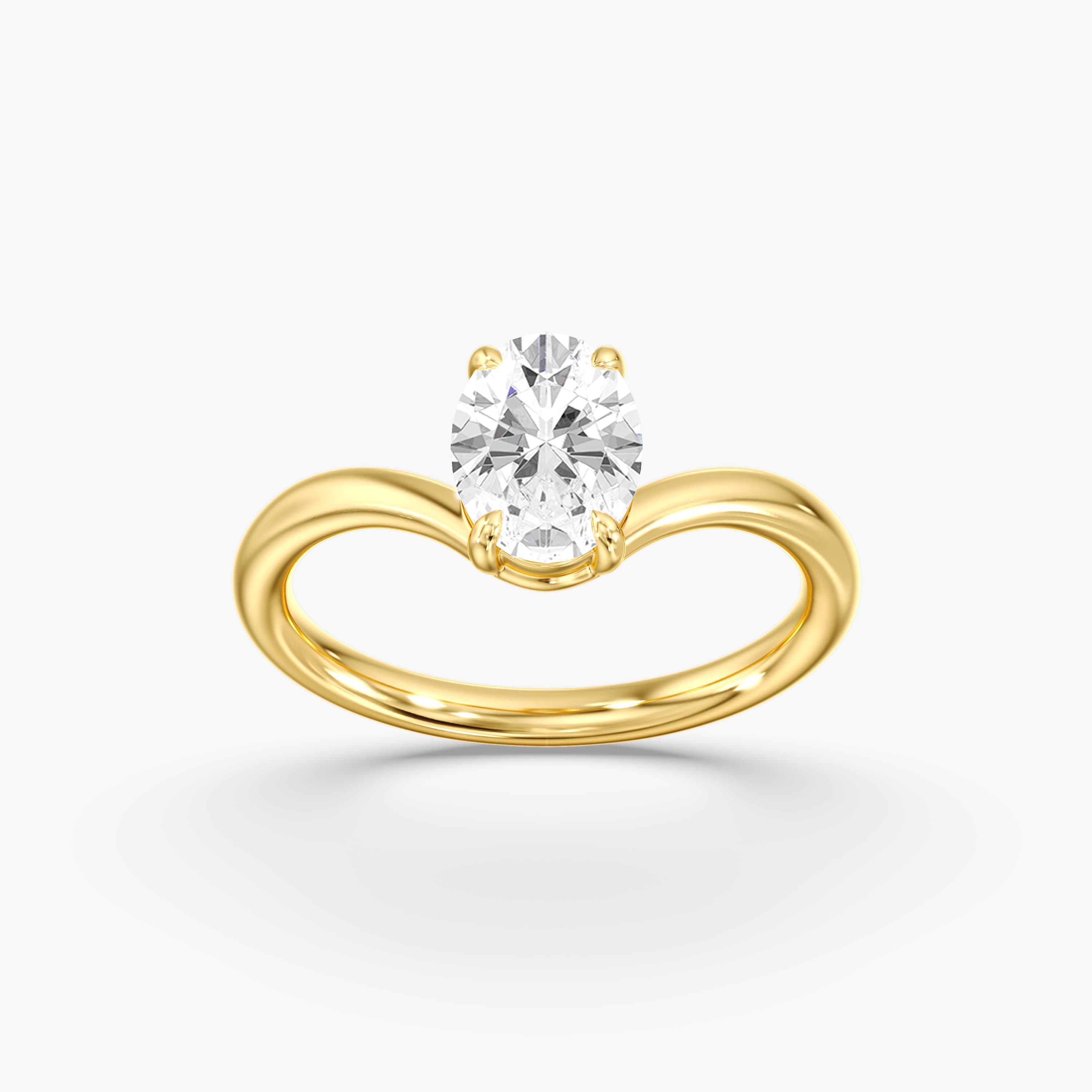 Lab Diamond Oval Engagement Ring 1 Ct., style L0372R, On hand view in yellow gold