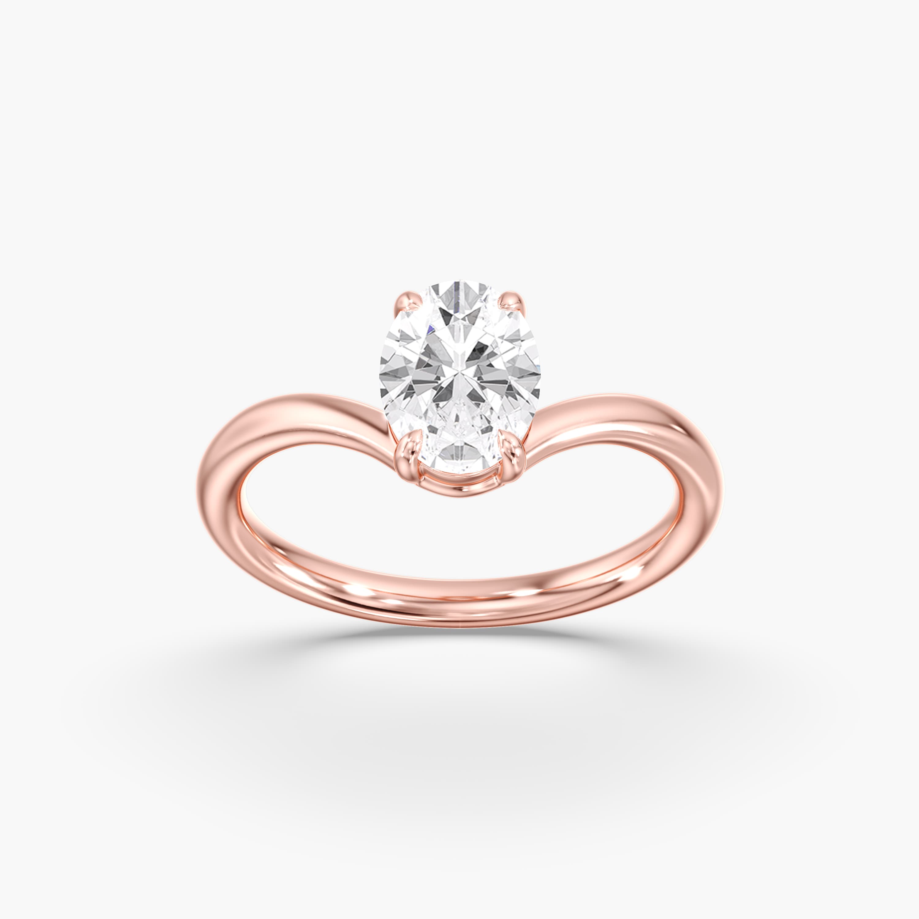 Lab Diamond Oval Engagement Ring 1 Ct., style L0372R, On hand view in rose gold