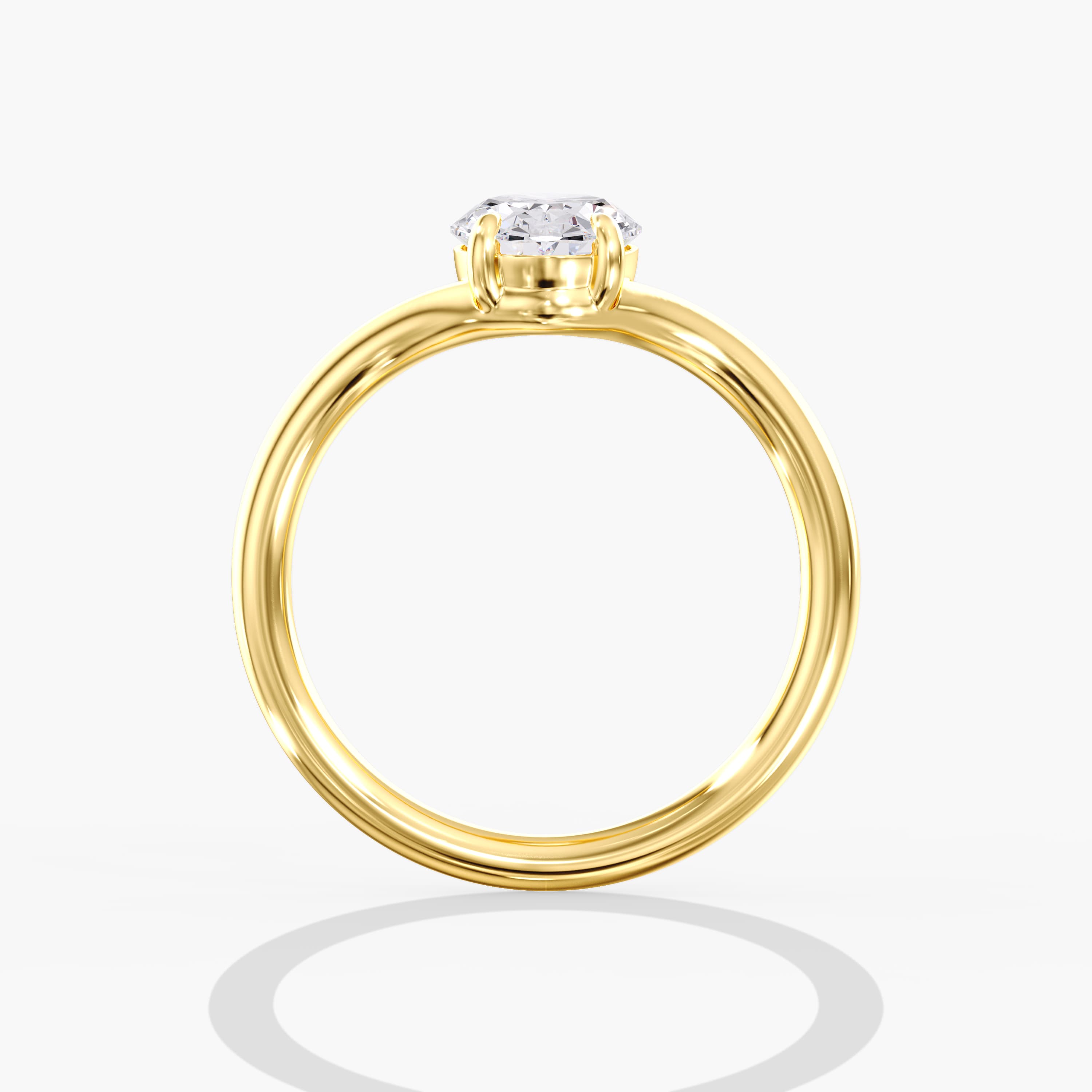 Lab Diamond Oval Engagement Ring 1 Ct., style L0372R, Side view in yellow gold