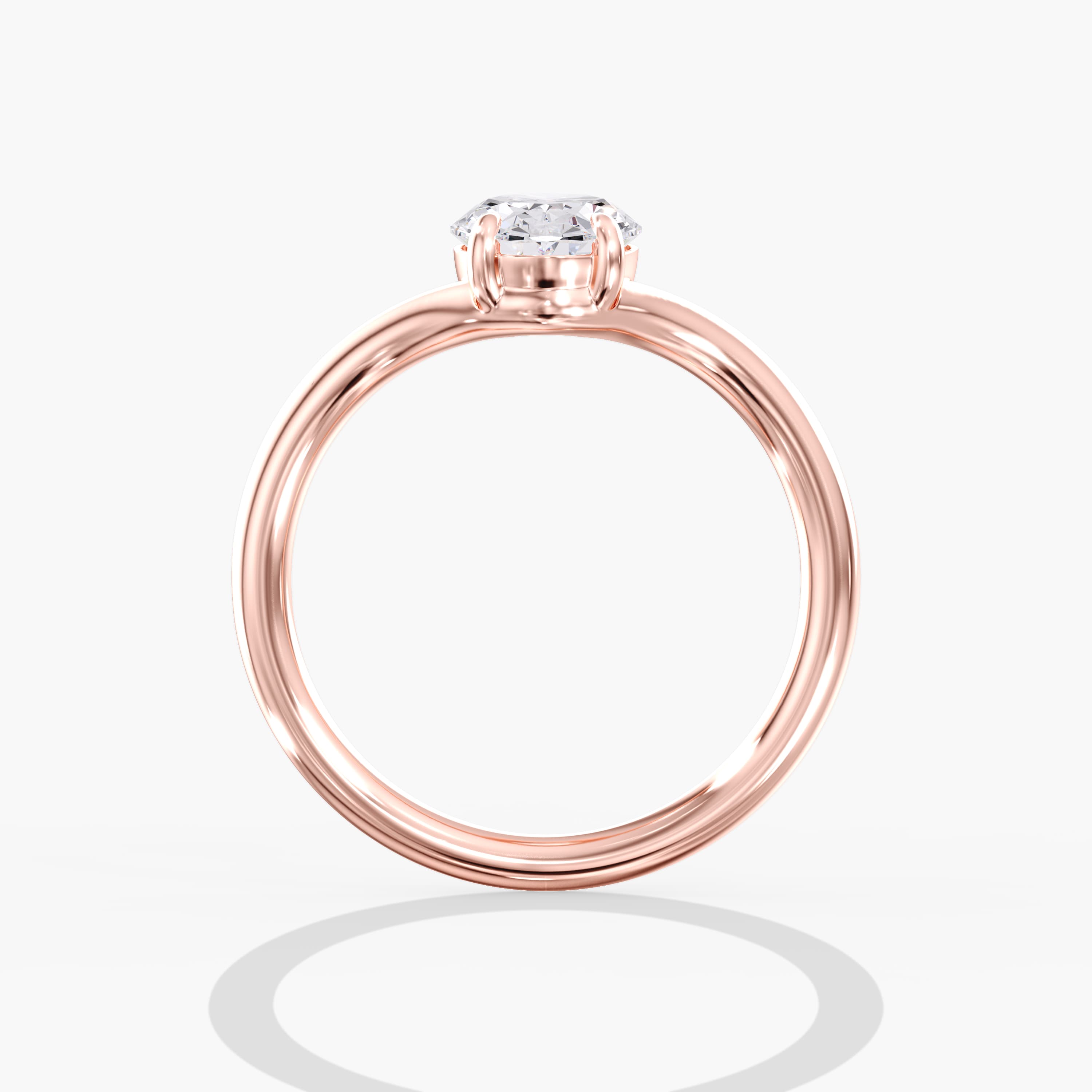 Lab Diamond Oval Engagement Ring 1 Ct., style L0372R, Side view in rose gold