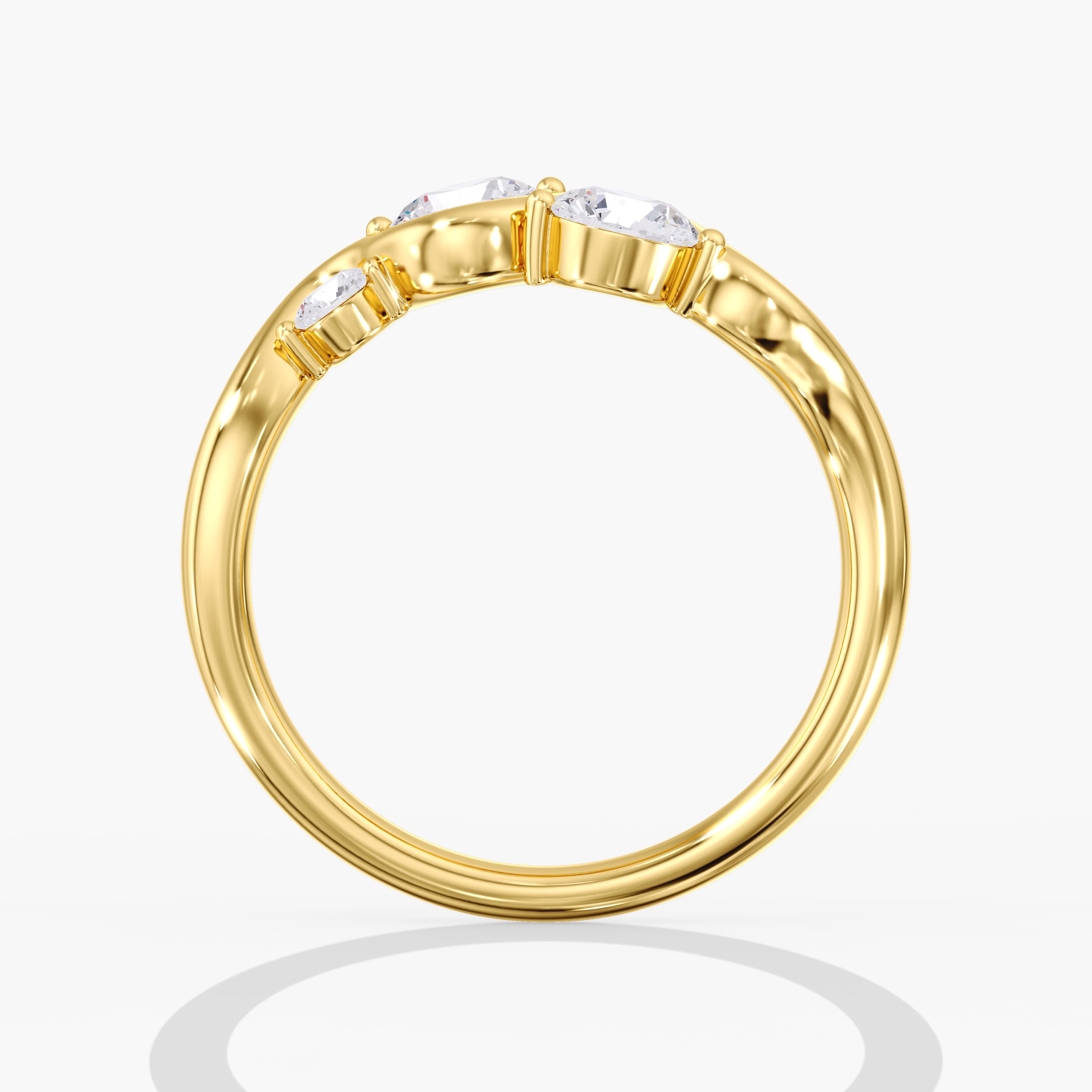 Lab Diamond Stackable Band 1 Ctw (1 ct. tw.), Side view in yellow gold