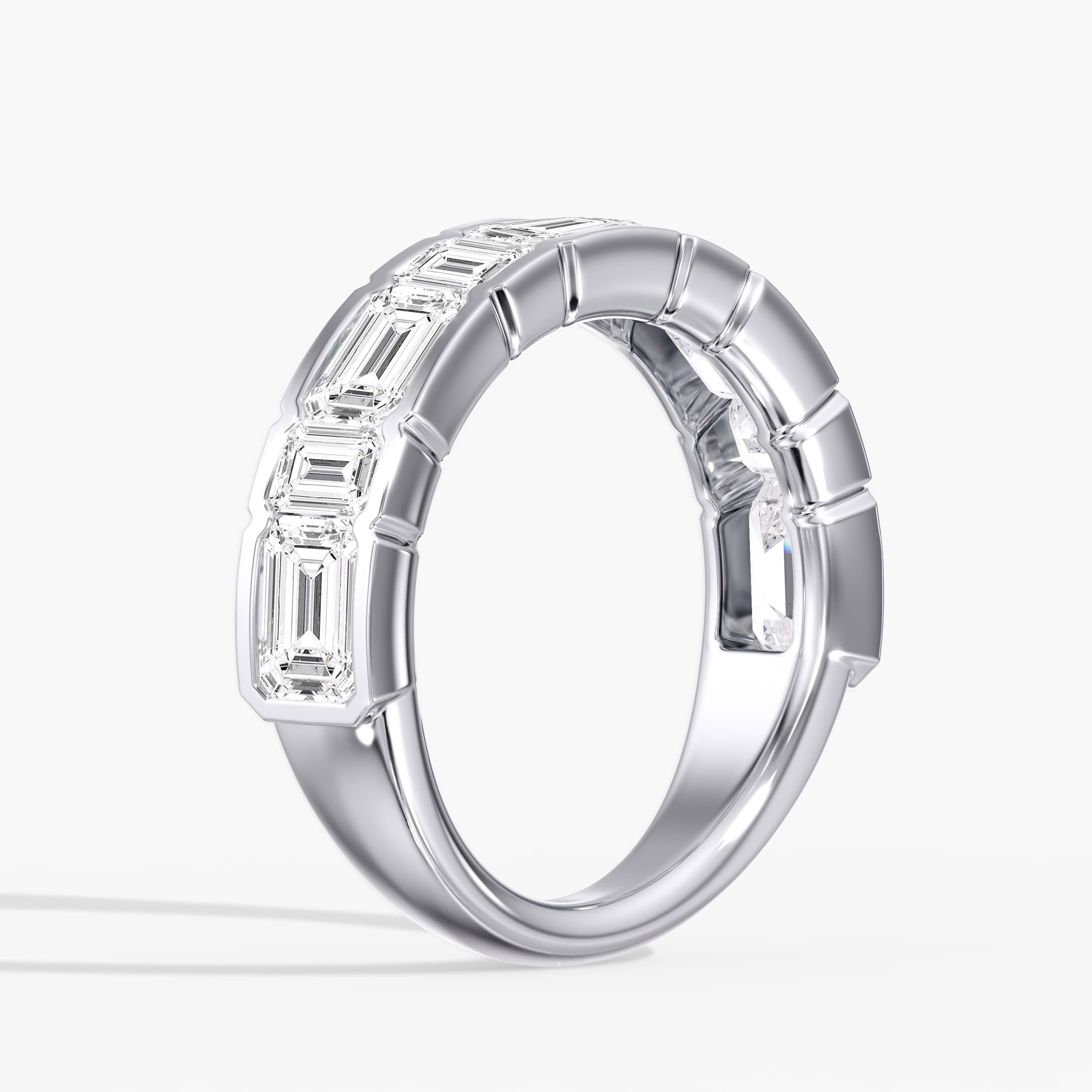 Lab Diamond Emerald Cut Band 3 1/2 Ctw (3 1/2 ct. tw.), Angle view in white gold or platinum