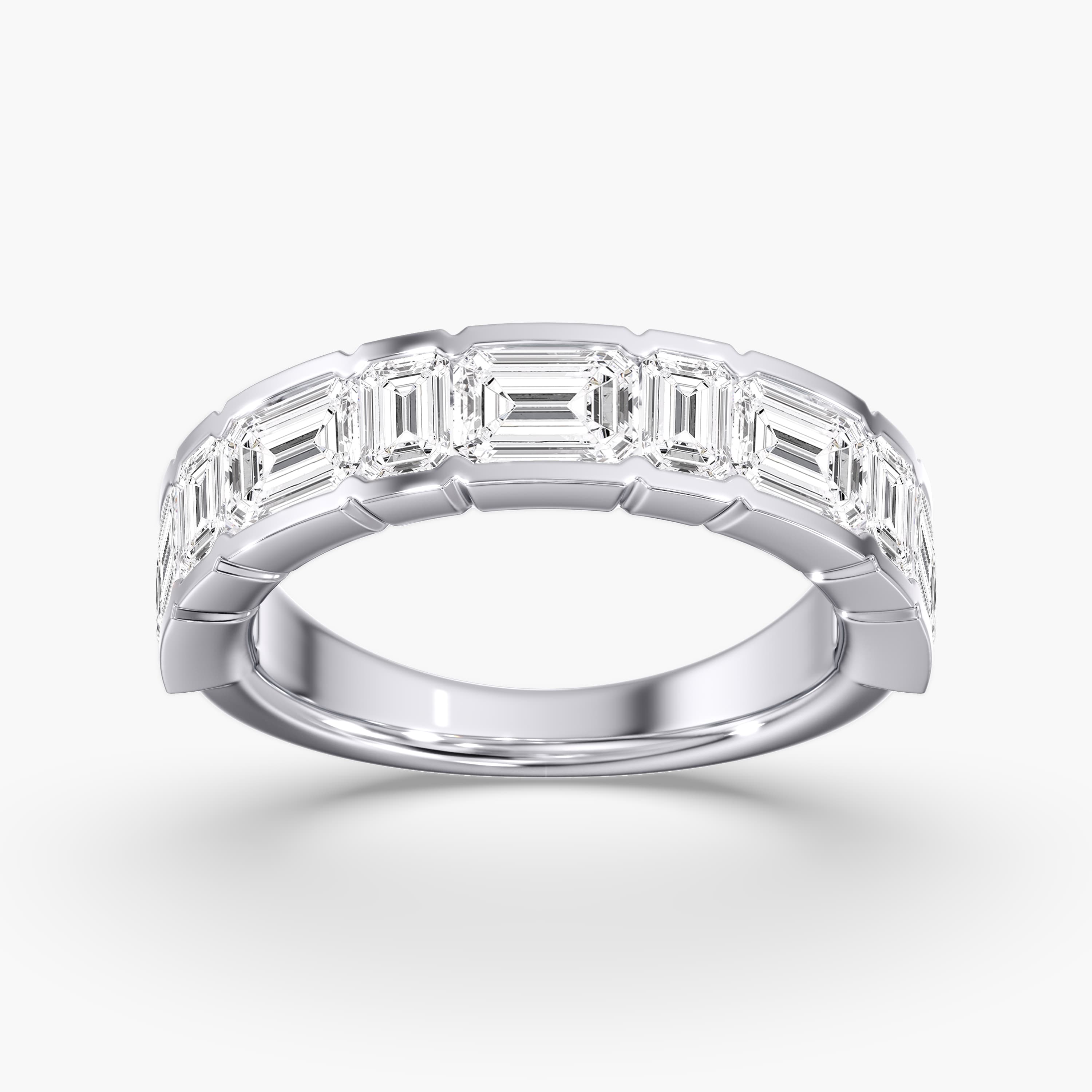 Lab Diamond Emerald Cut Band 3 1/2 Ctw (3 1/2 ct. tw.), On hand view in white gold or platinum