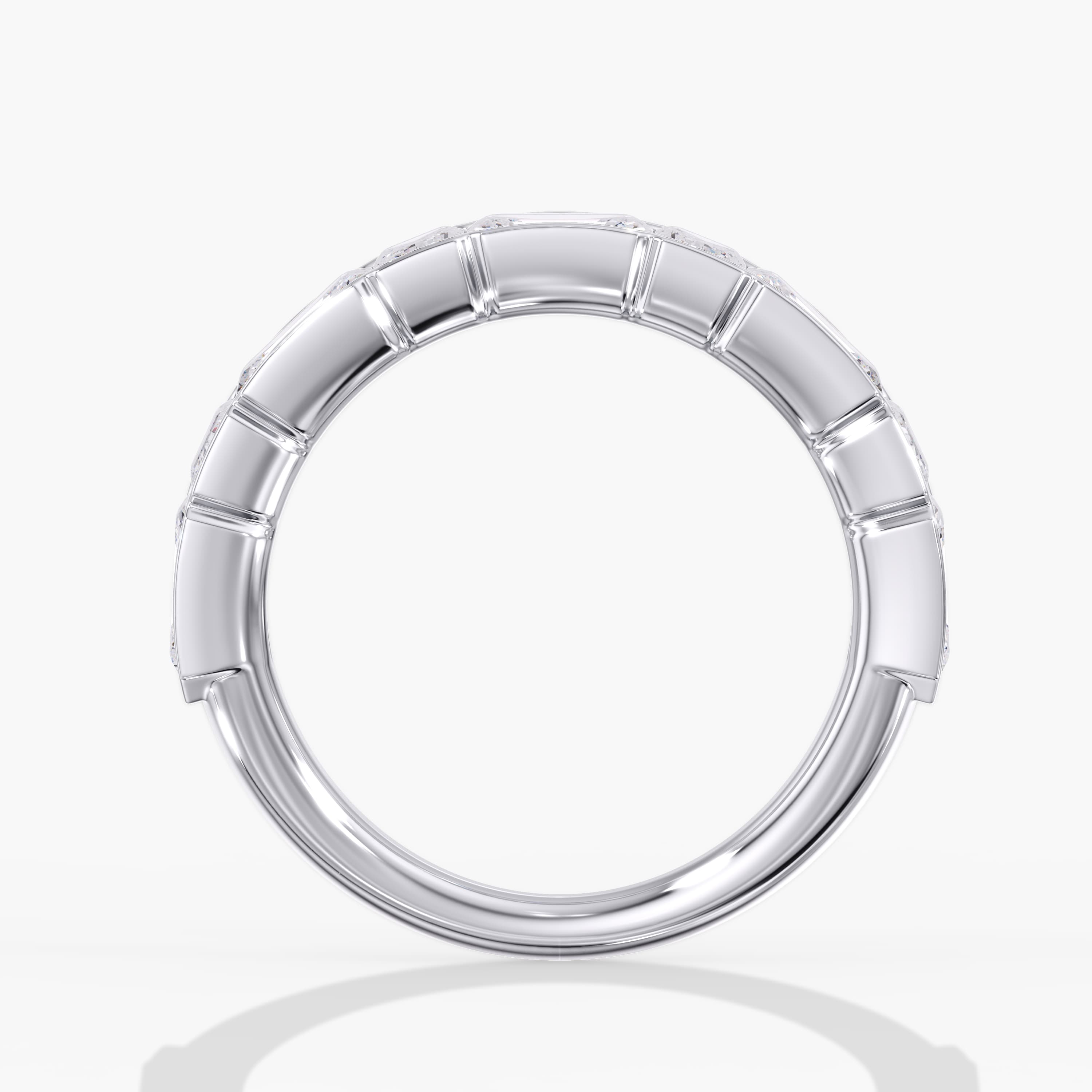 Lab Diamond Emerald Cut Band 3 1/2 Ctw (3 1/2 ct. tw.), Side view in white gold or platinum