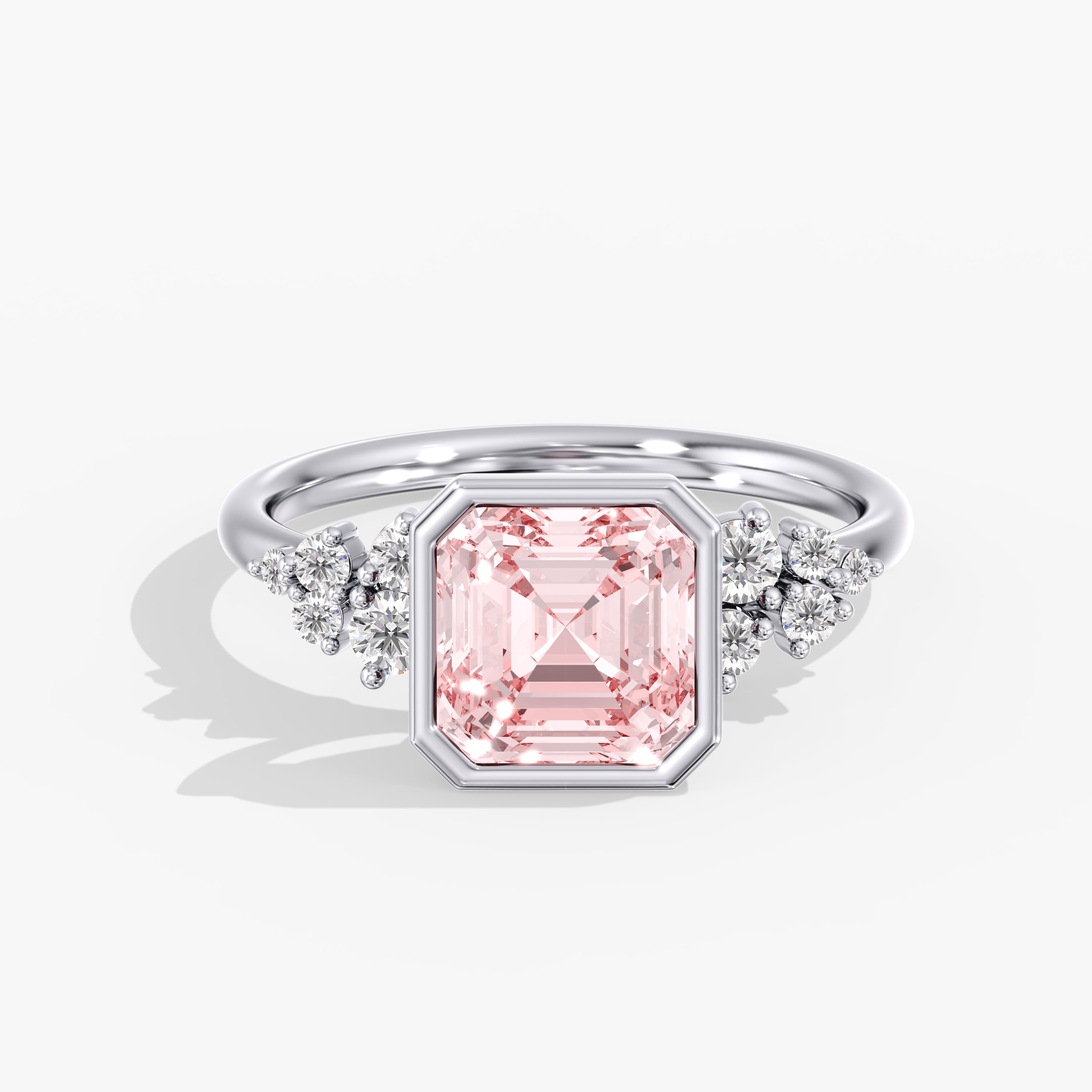 Lab Diamond Fancy Intense Pink Asscher Cut Ring 3 1/5 Ct. — style L0380R in 14k White Gold