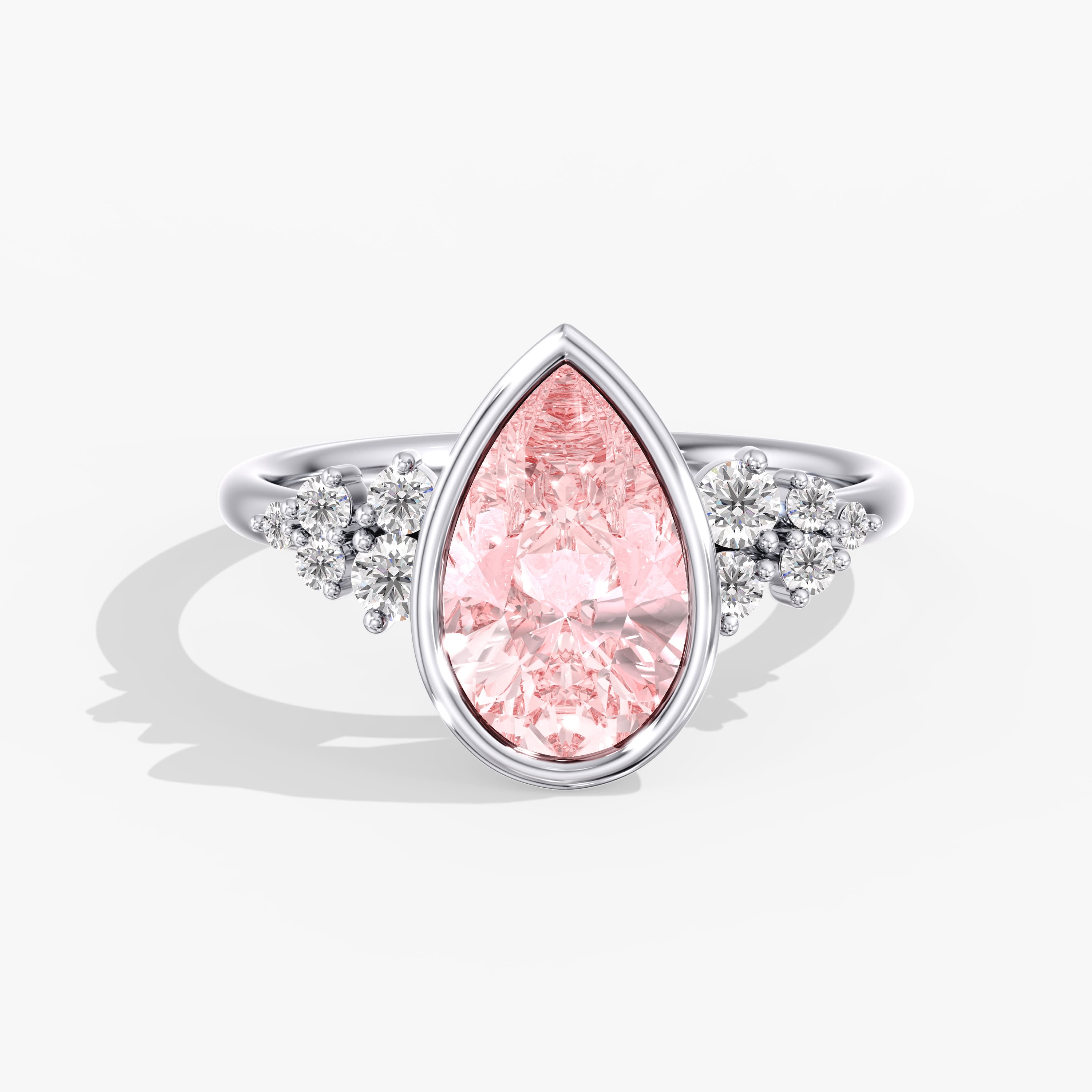 Lab Diamond Pear Fancy Vivid Pink Ring 3 Ct. — View 1