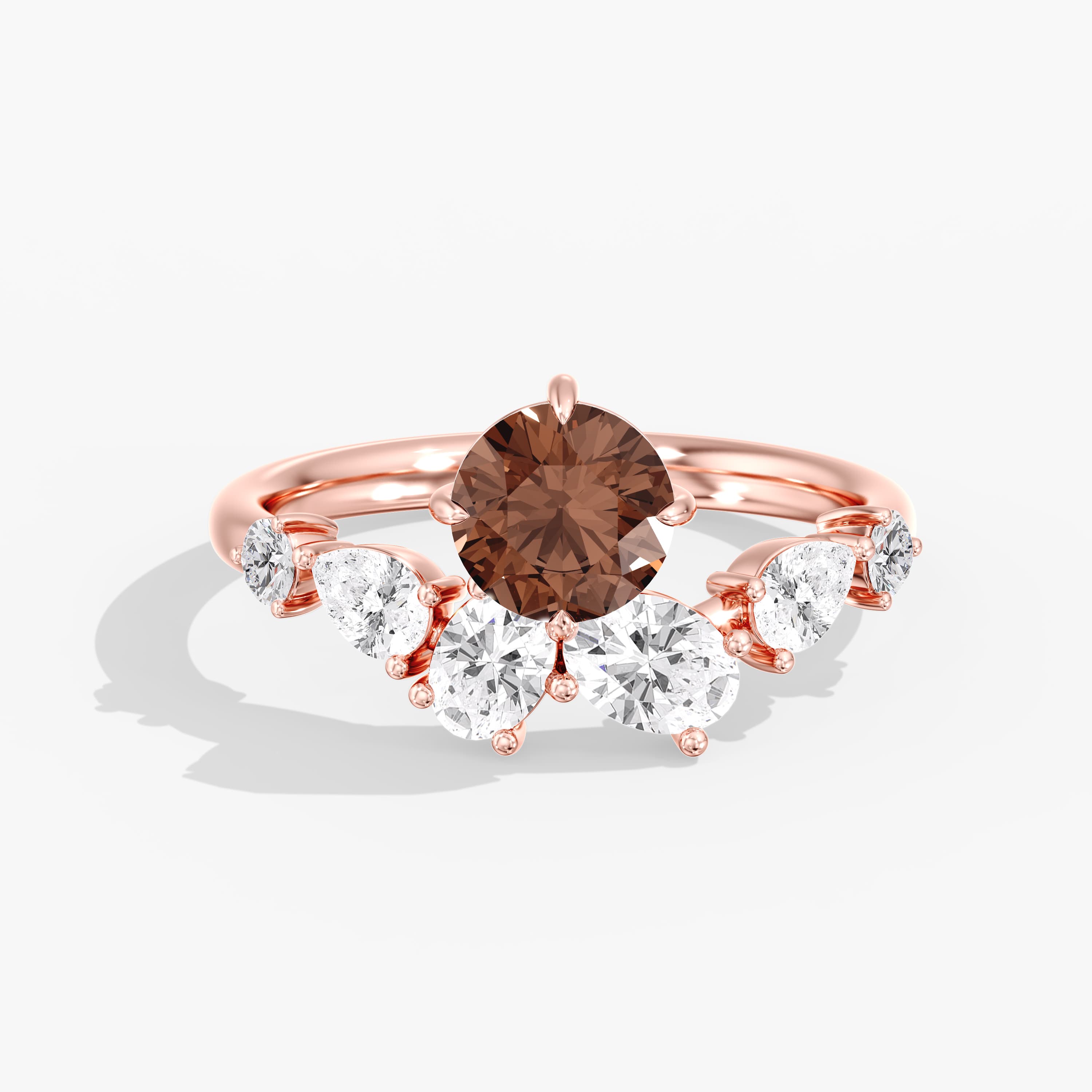 Lab Diamond Round Champagne Ring 2 Ct (1.9 ct. tw.), Front view in rose gold