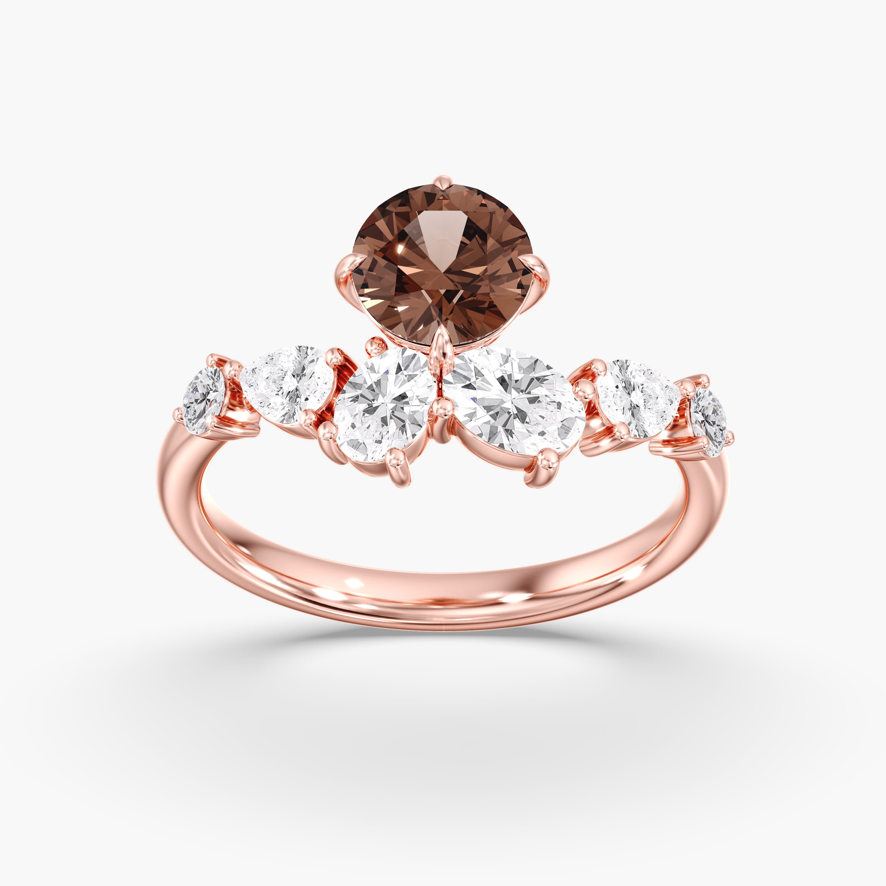 Lab Diamond Round Champagne Ring 2 Ct (1.9 ct. tw.), On hand view in rose gold