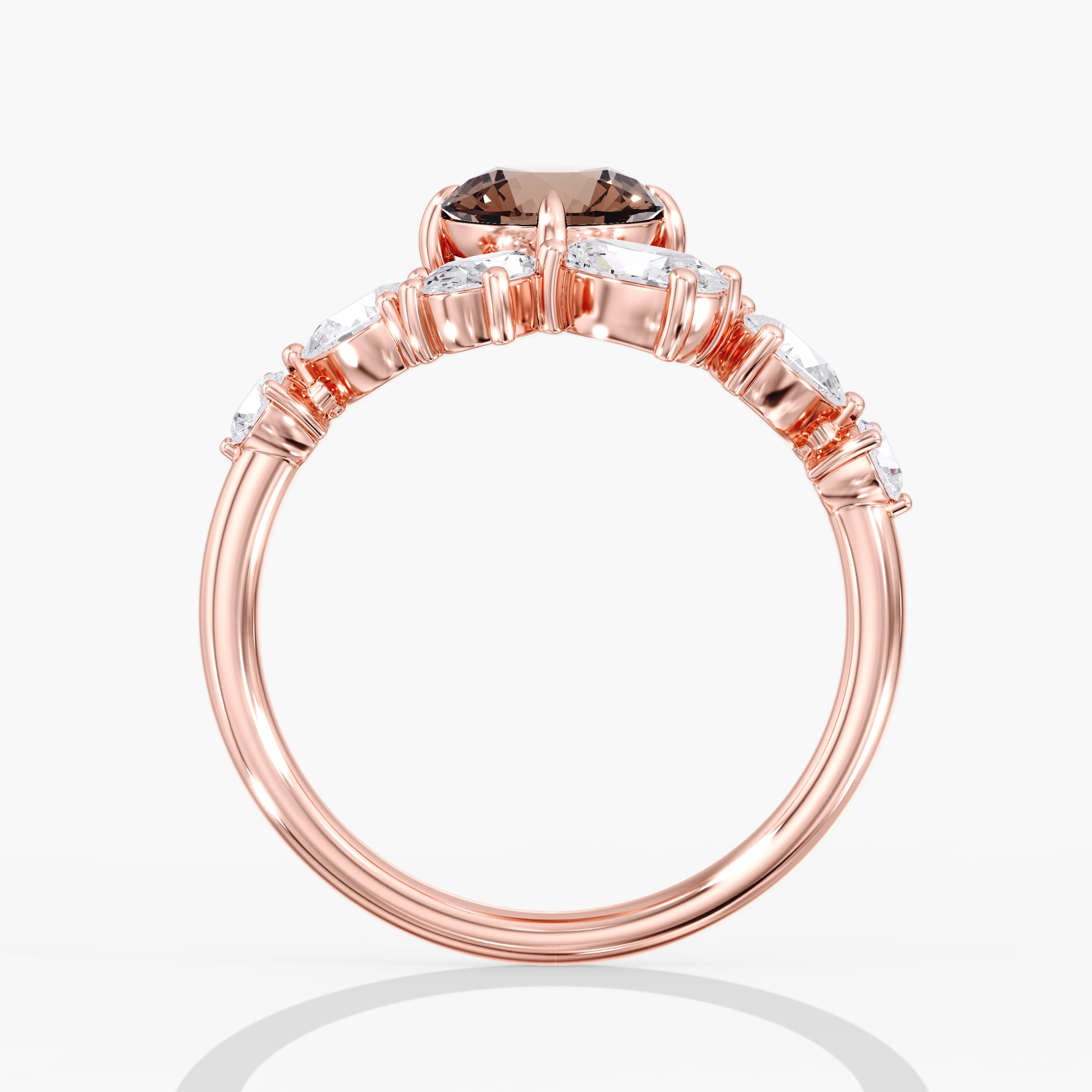 Lab Diamond Round Champagne Ring 2 Ct (1.9 ct. tw.), Side view in rose gold