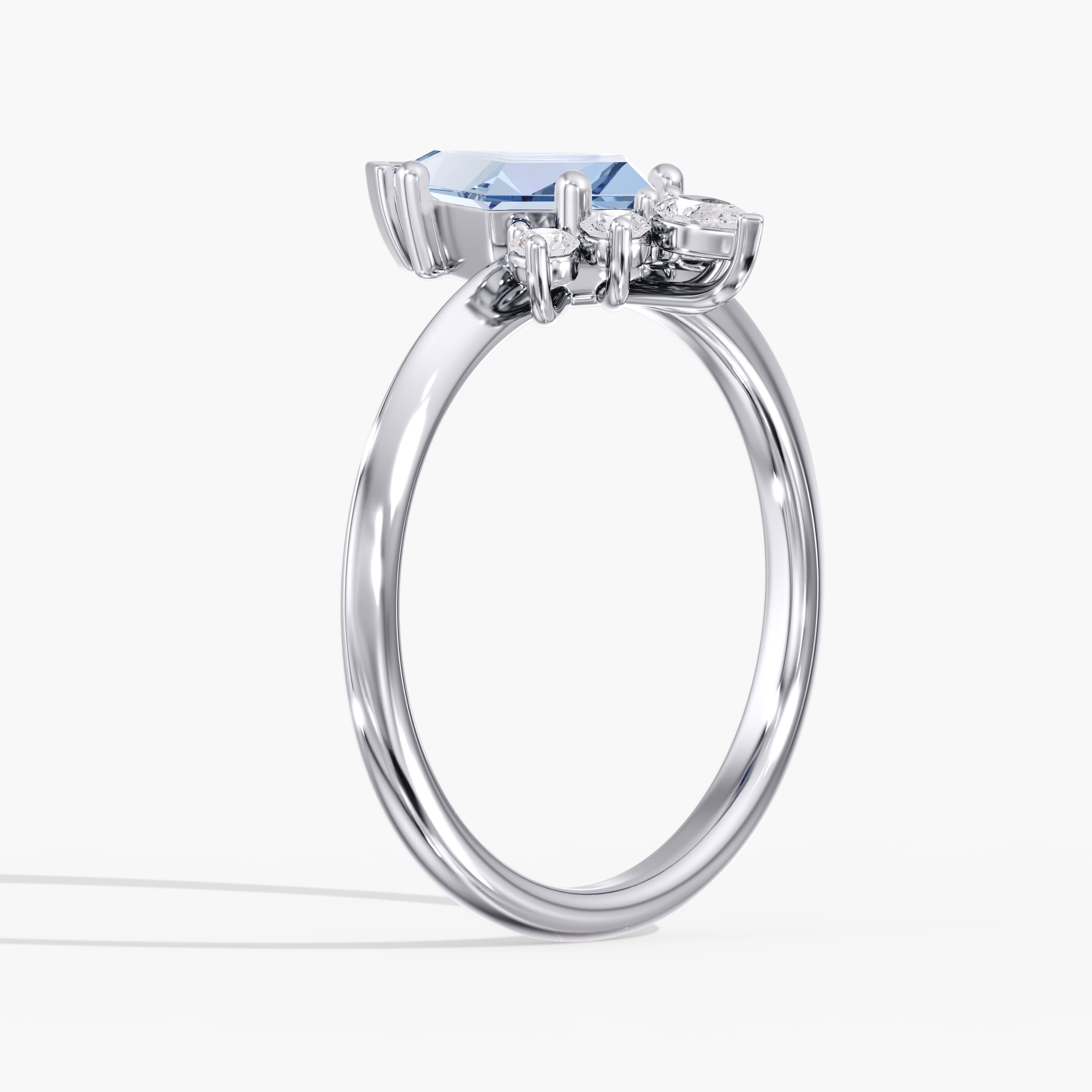 Lab Diamond Fancy Vivid Blue Kite Ring 1 1/2 Ctw (1.7 ct. tw.), Angle view in white gold or platinum