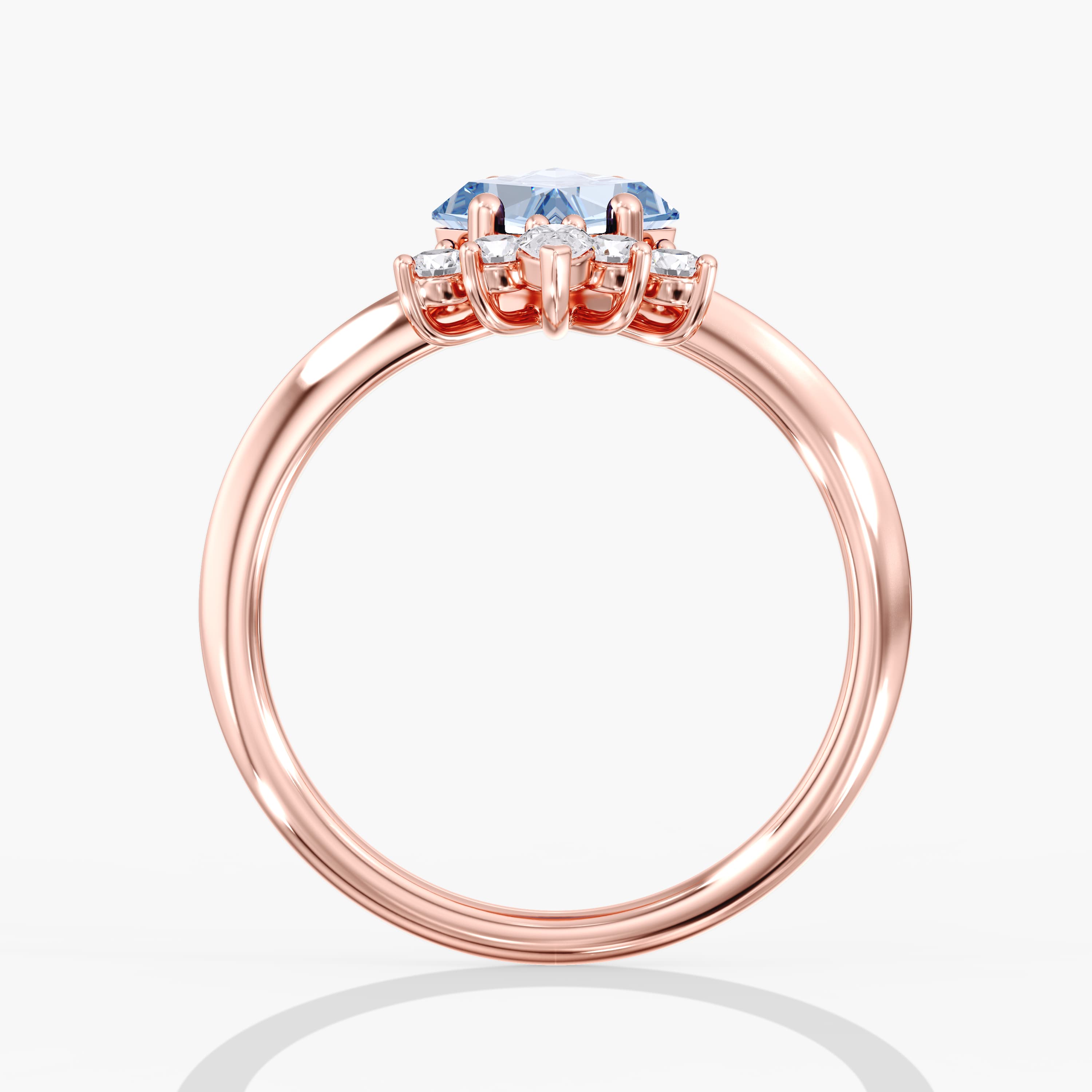Lab Diamond Fancy Vivid Blue Kite Ring 1 1/2 Ctw (1.7 ct. tw.), Side view in rose gold