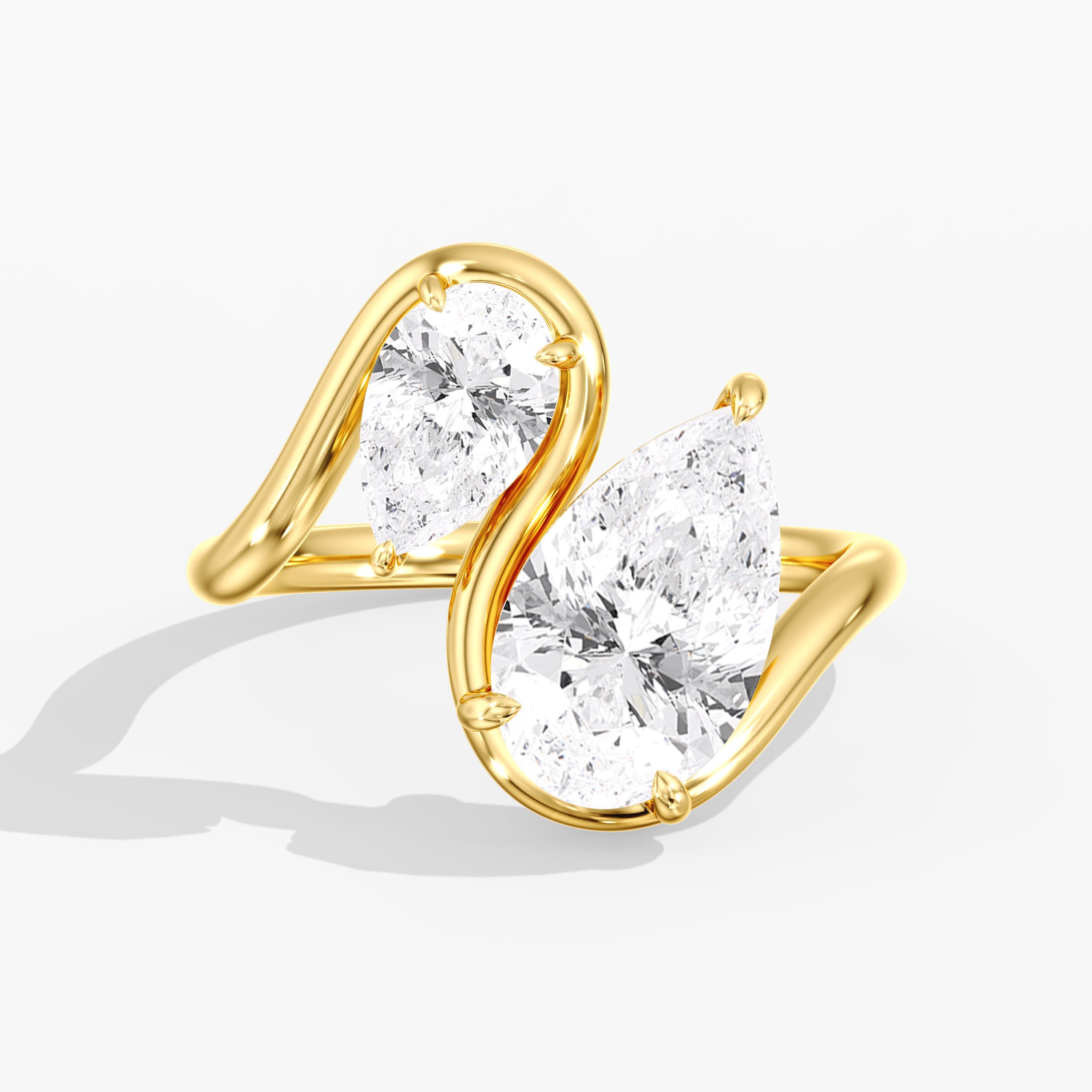 Lab Diamond Pearl Swirl Ring 4 Ctw (4 ct. tw.), Front view in yellow gold