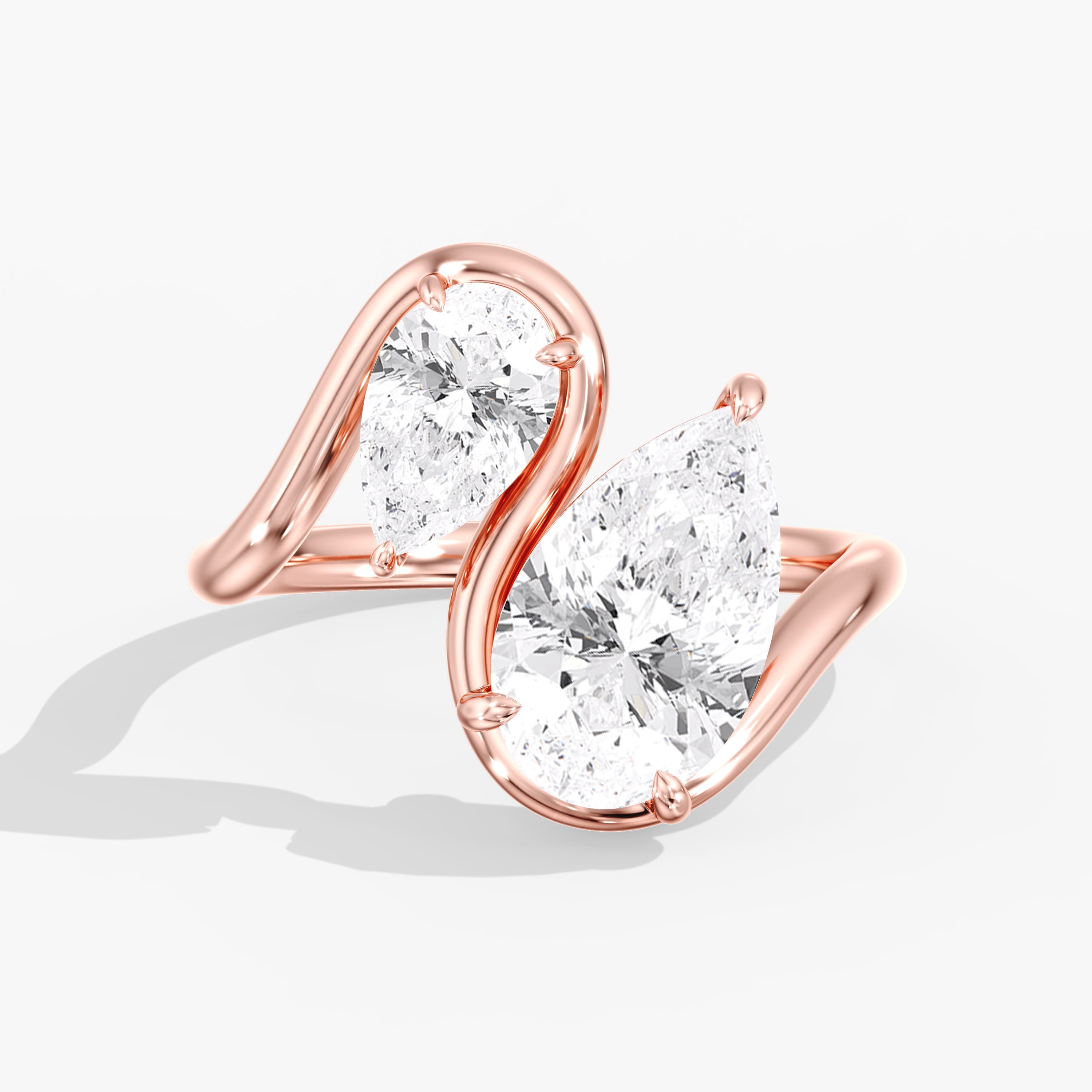 Lab Diamond Pearl Swirl Ring 4 Ctw (4 ct. tw.), Front view in rose gold