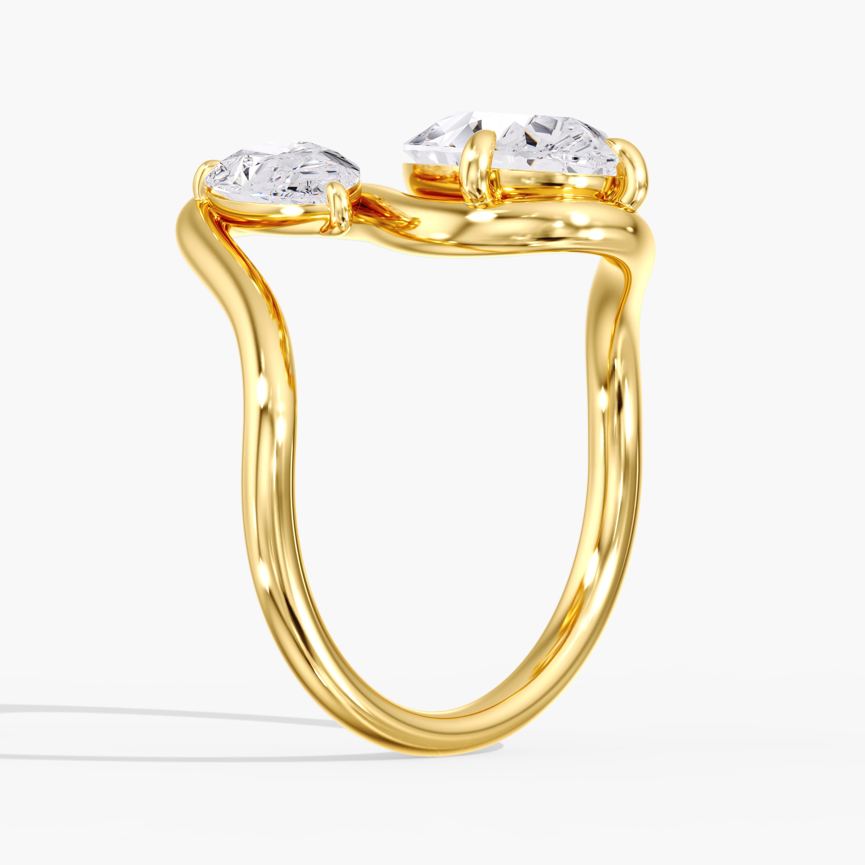 Lab Diamond Pearl Swirl Ring 4 Ctw (4 ct. tw.), Angle view in yellow gold