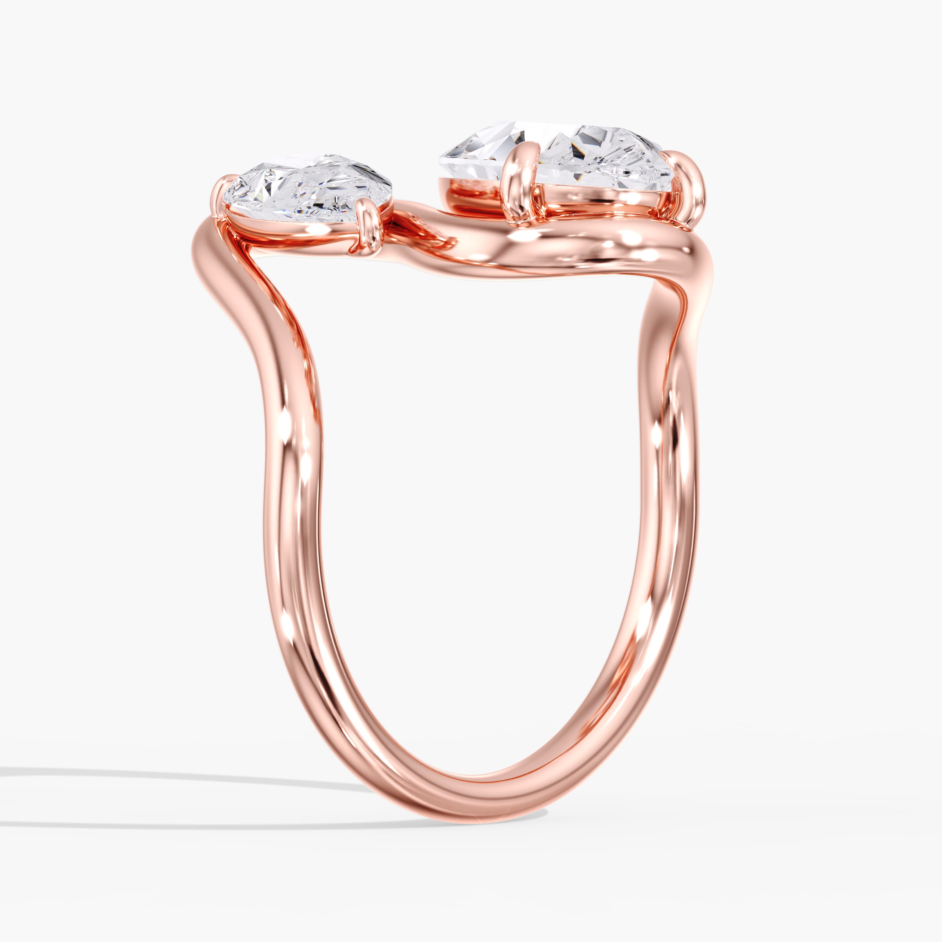 Lab Diamond Pearl Swirl Ring 4 Ctw (4 ct. tw.), Angle view in rose gold
